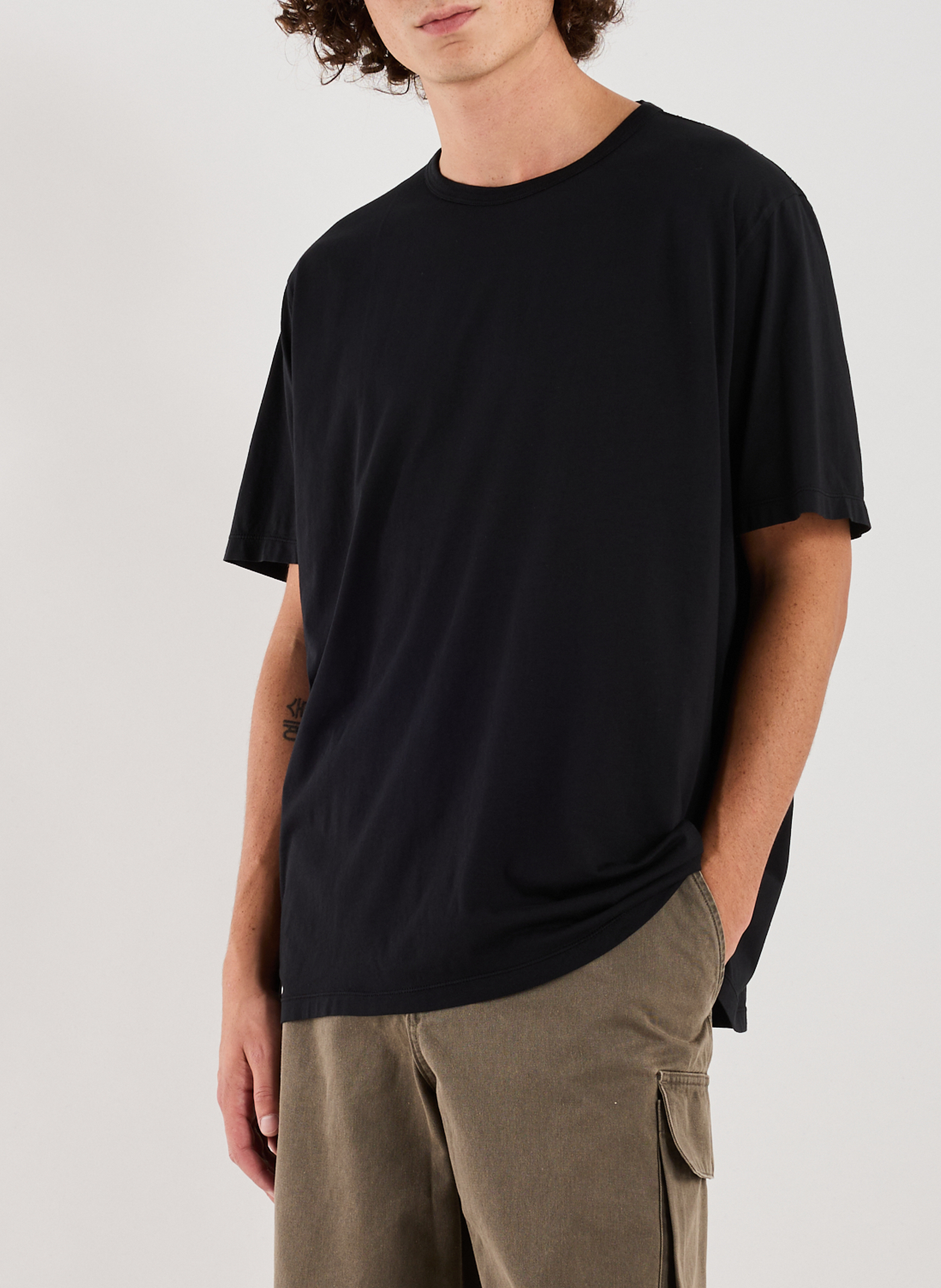 Gerader Baumwoll-T-Shirt OUR LEGACY Schwarz