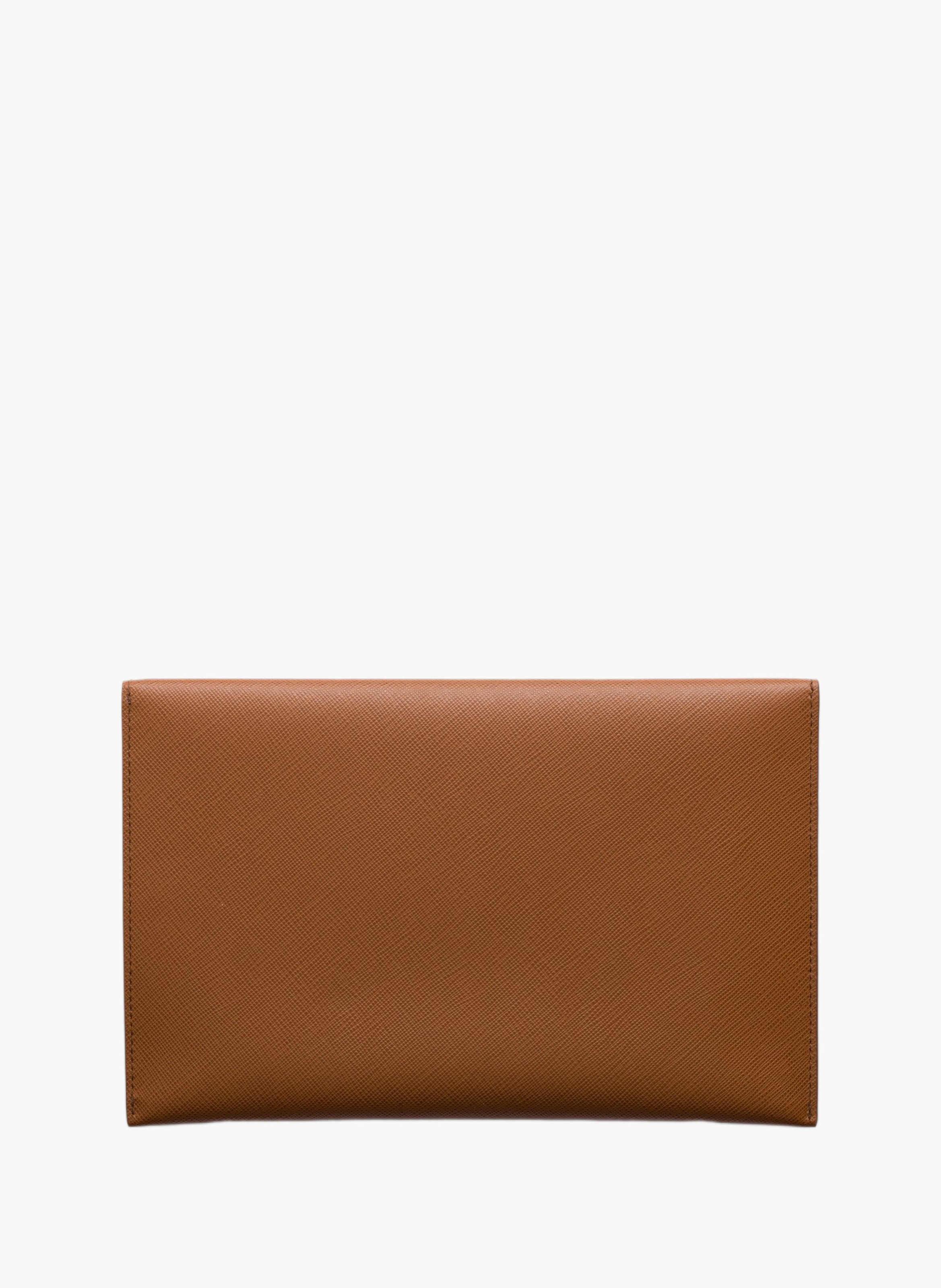 Pochette enveloppe en cuir saffiano PRADA Marron