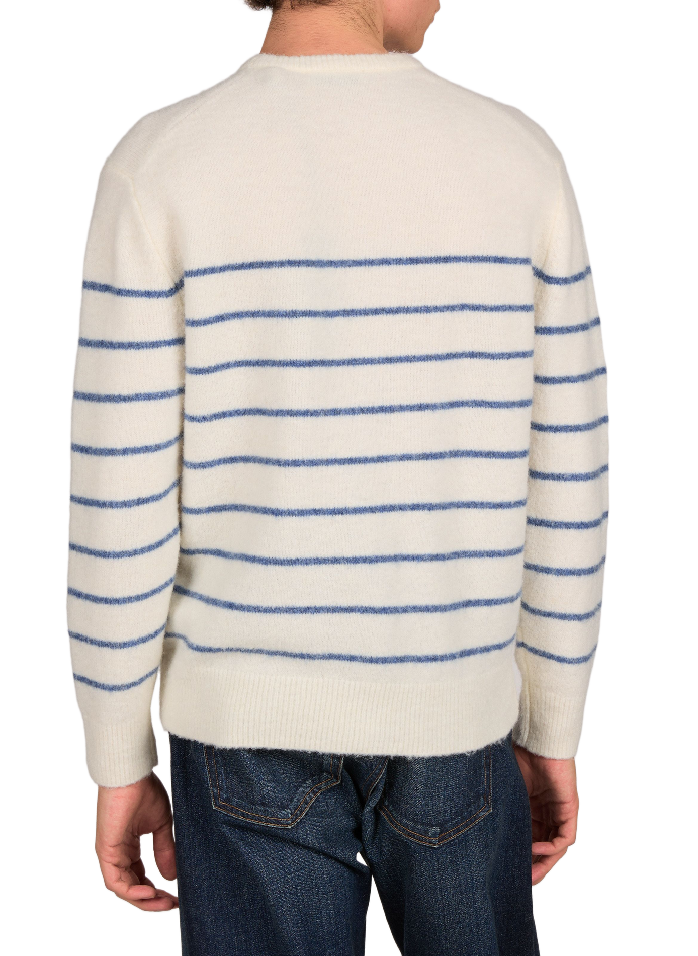Round neck sweater in mixed wool stripes REPLAY Beige