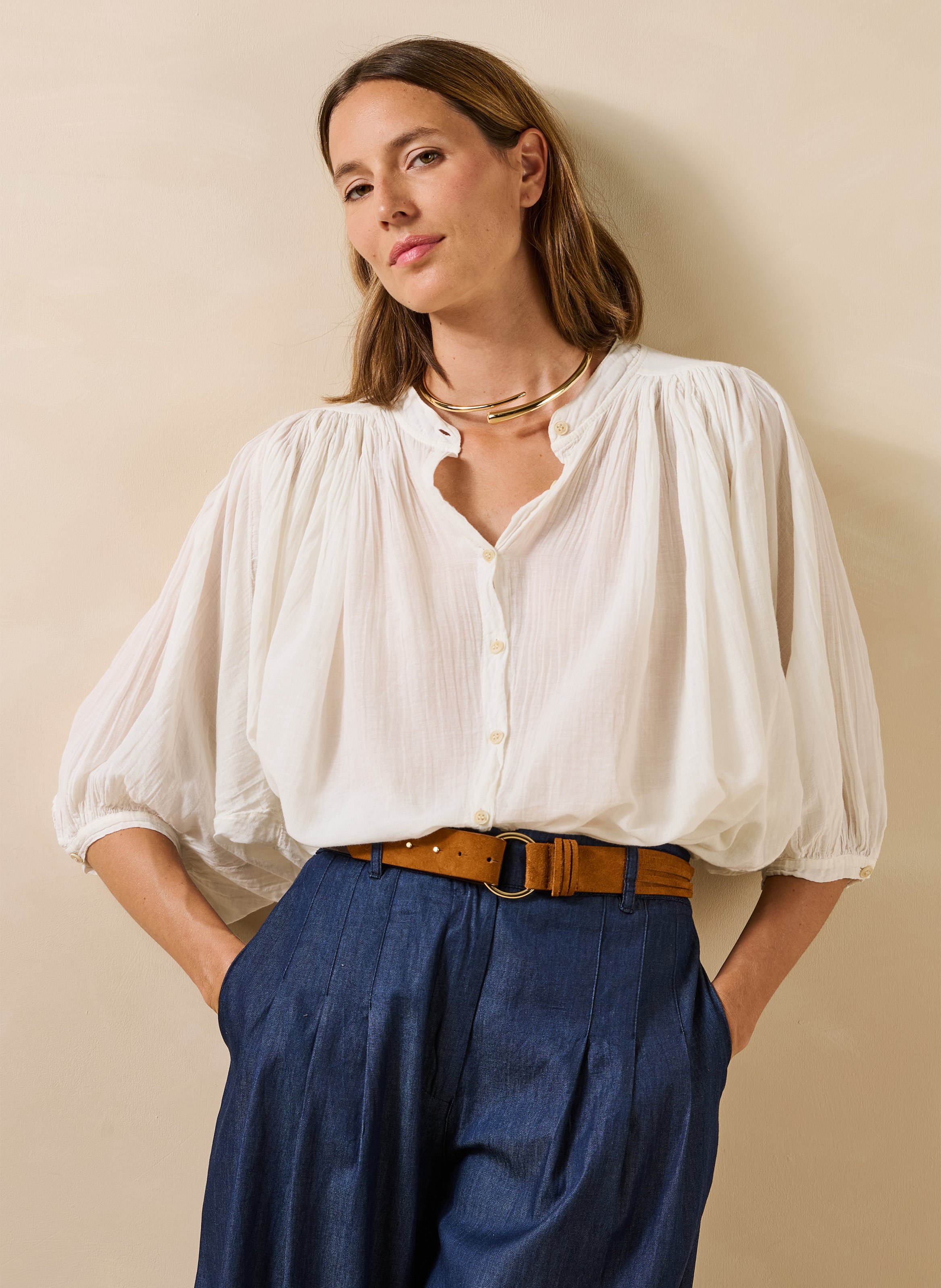 Oversized katoenen overhemd LA FEE MARABOUTEE Wit