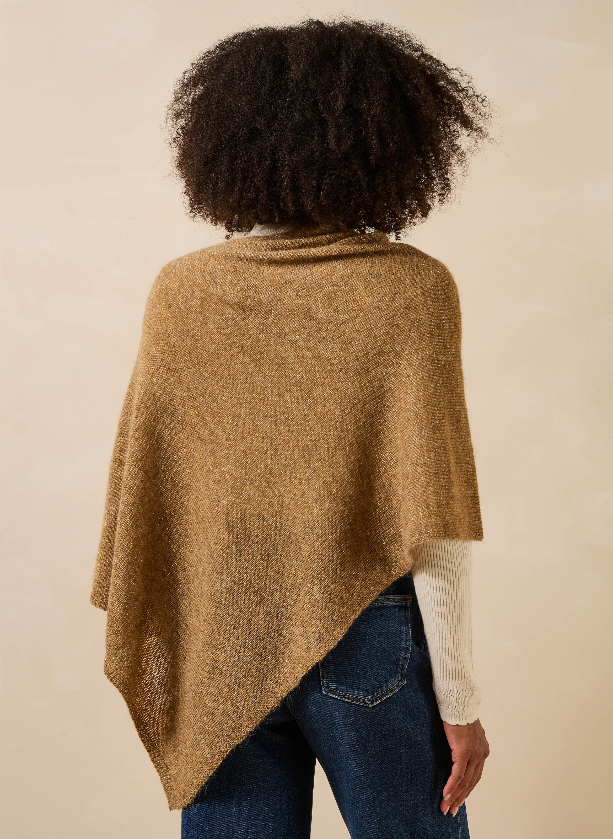 Poncho van wolmix LA FEE MARABOUTEE Beige