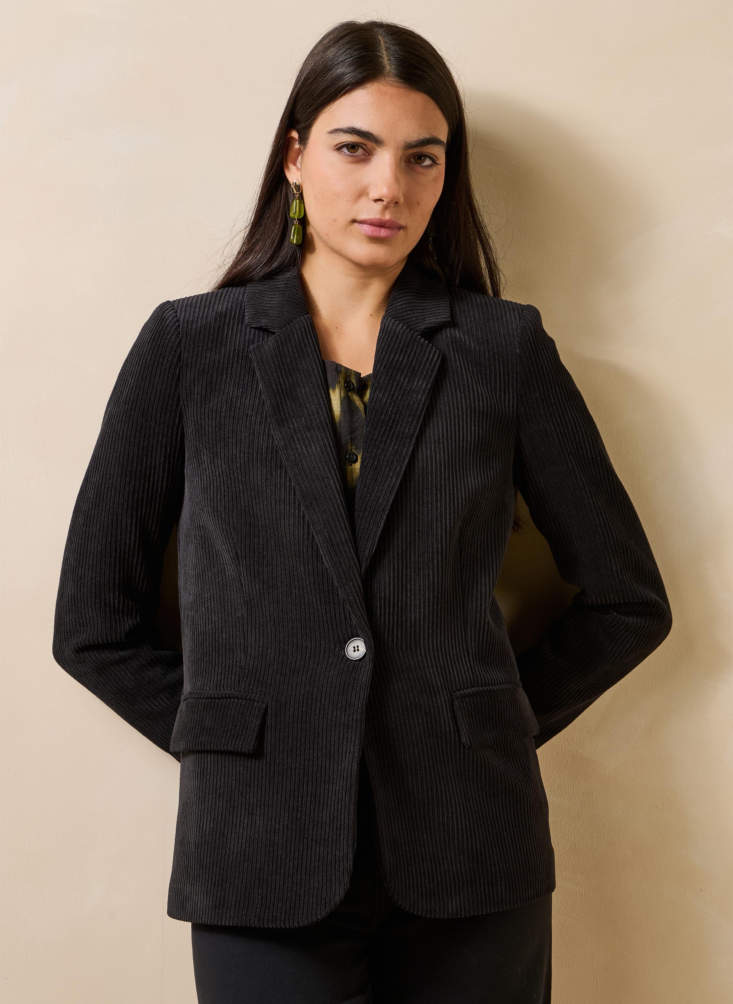 Recht gesneden blazer van ribfluweel LA FEE MARABOUTEE Zwart