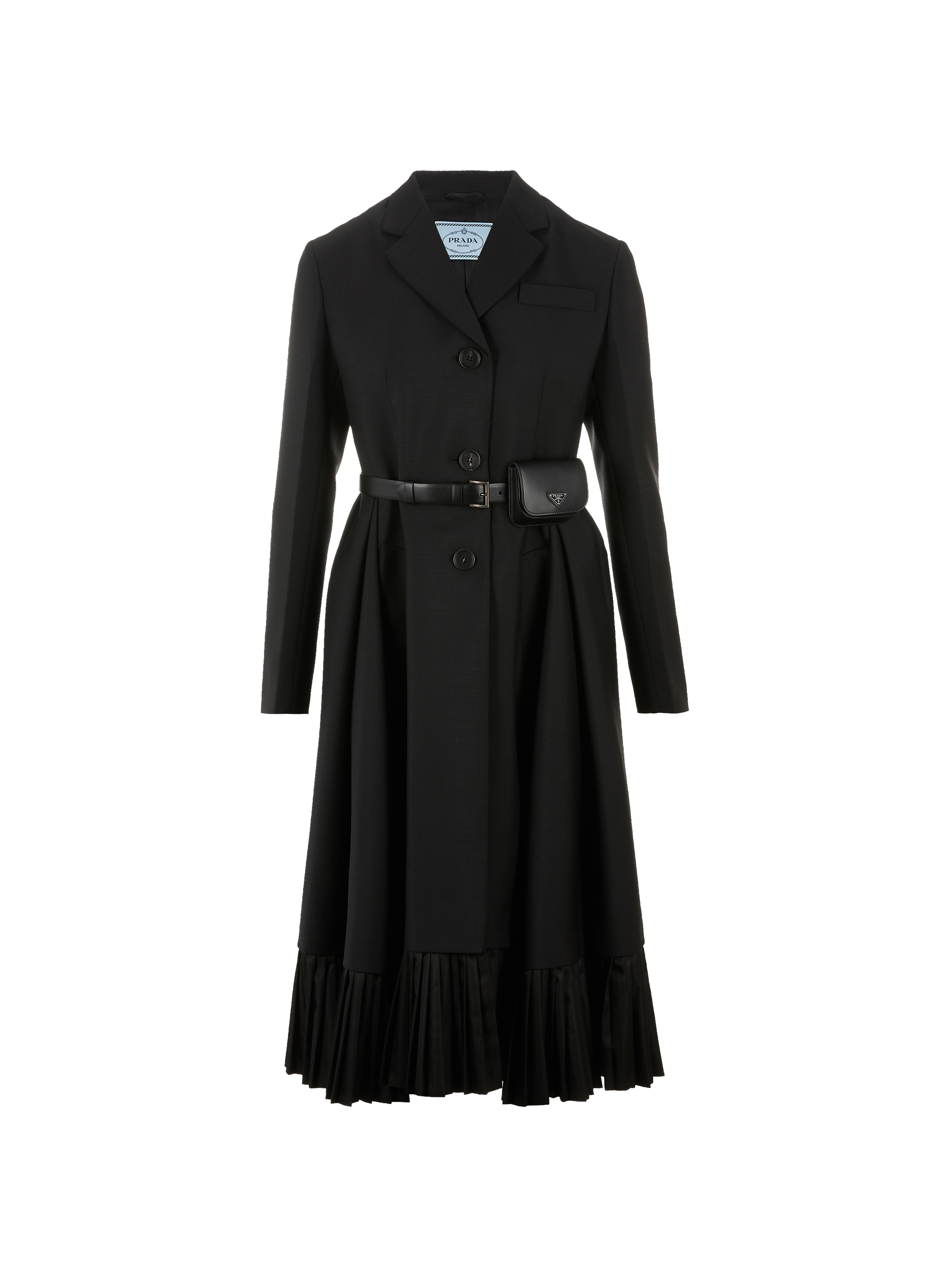 PRADA Wool-blend dress coat Black