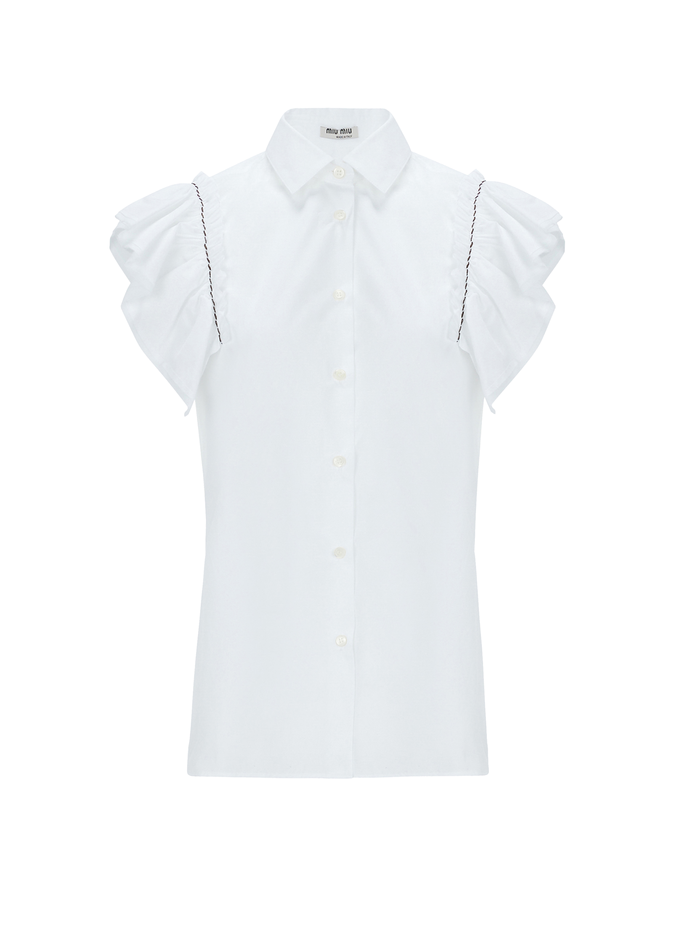 Chemise à manchons volantés en coton