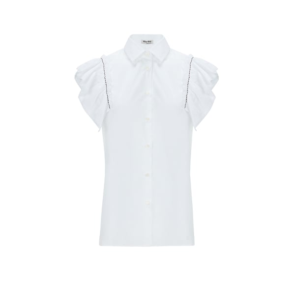 Chemise à manchons volantés en coton