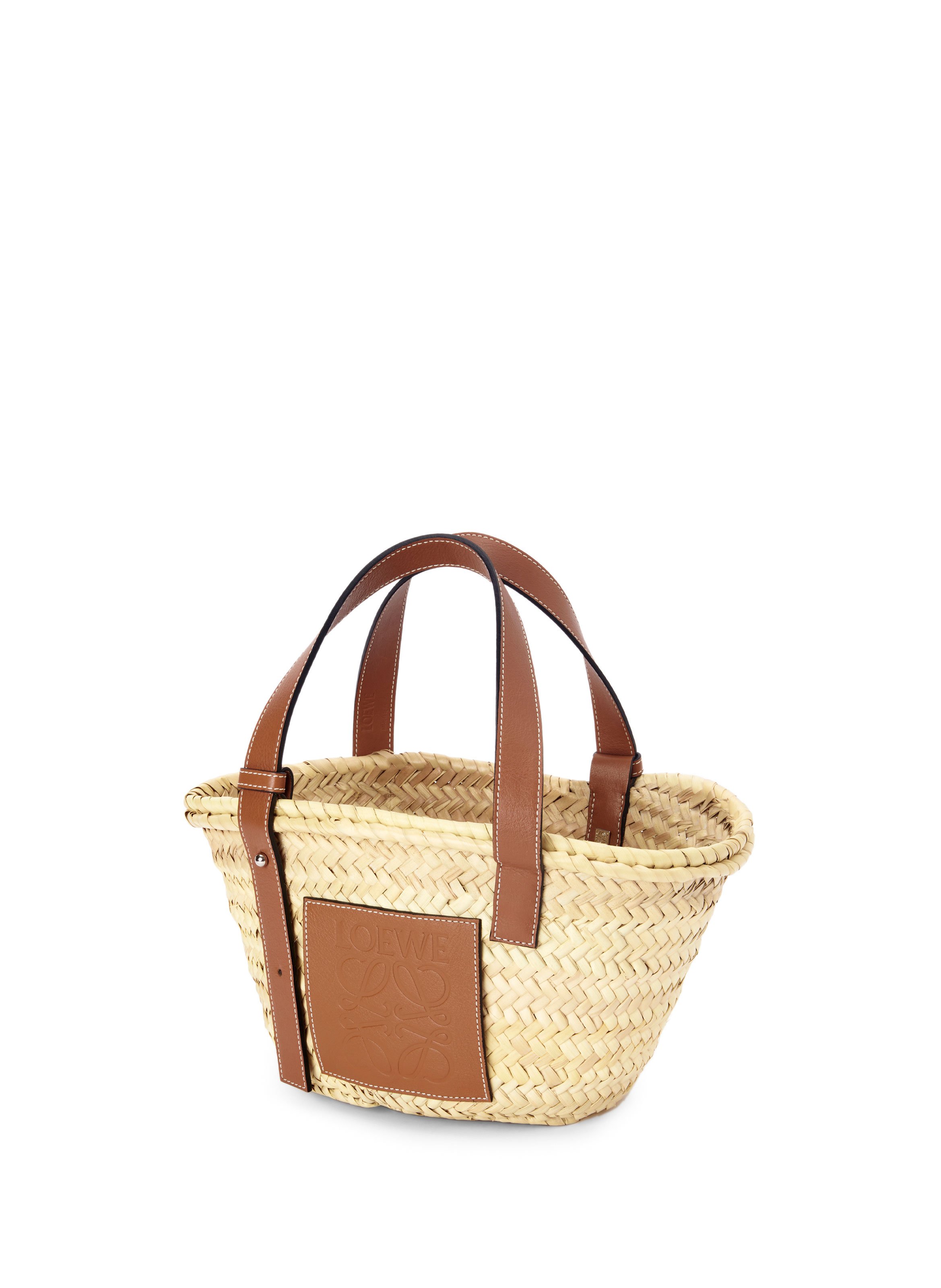 Raffia and leather basket bag  LOEWE Multicolour