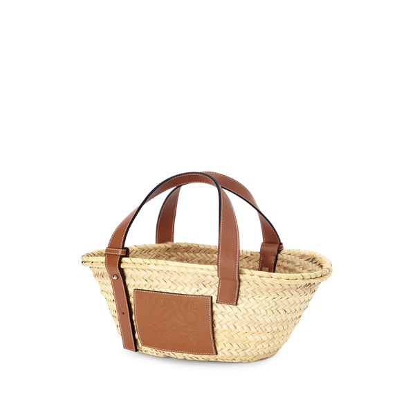 Loewe Raffia And Leather Basket Bag In Beige
