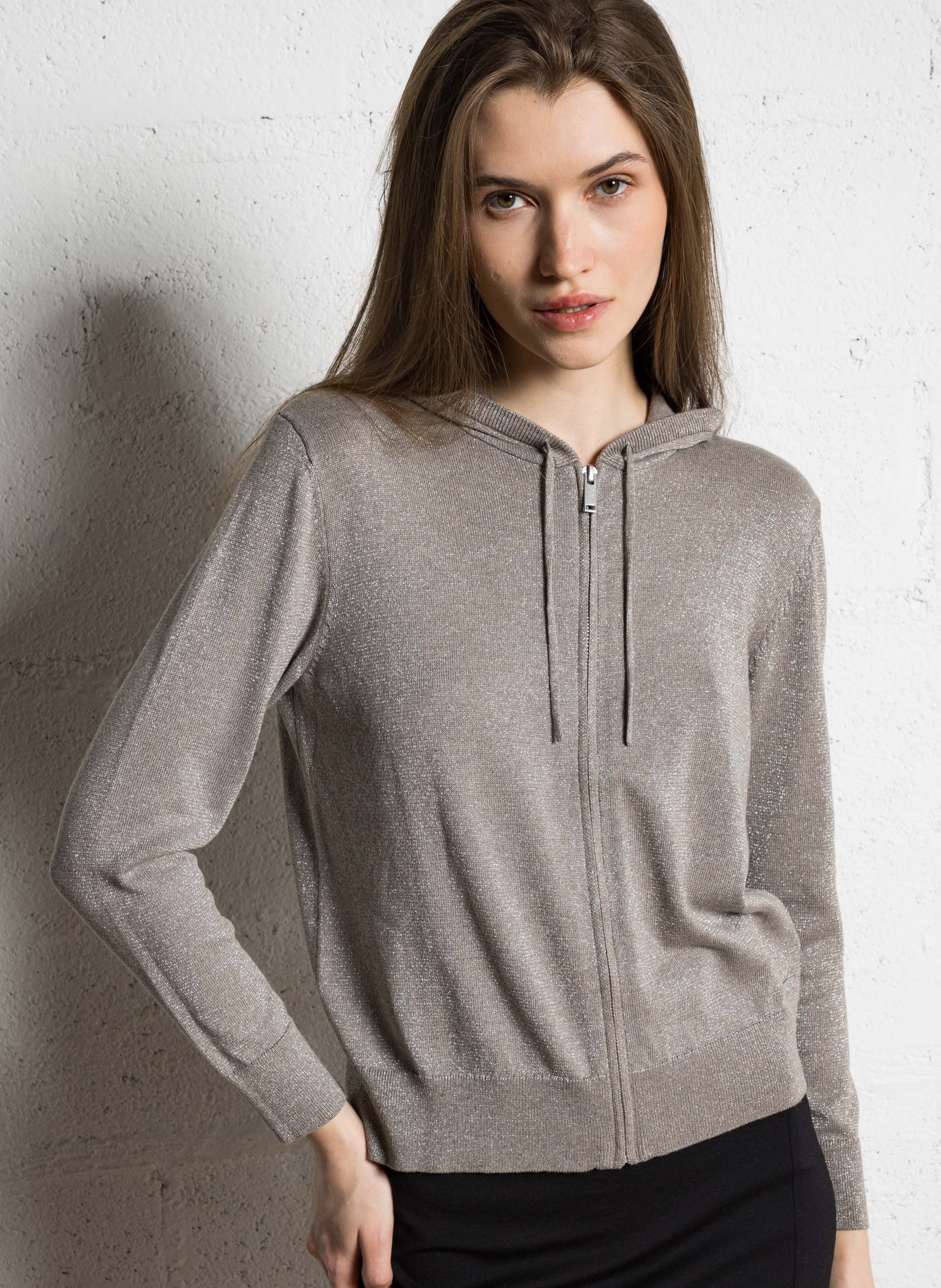 Cardigan à capuche zippé IKKS Beige