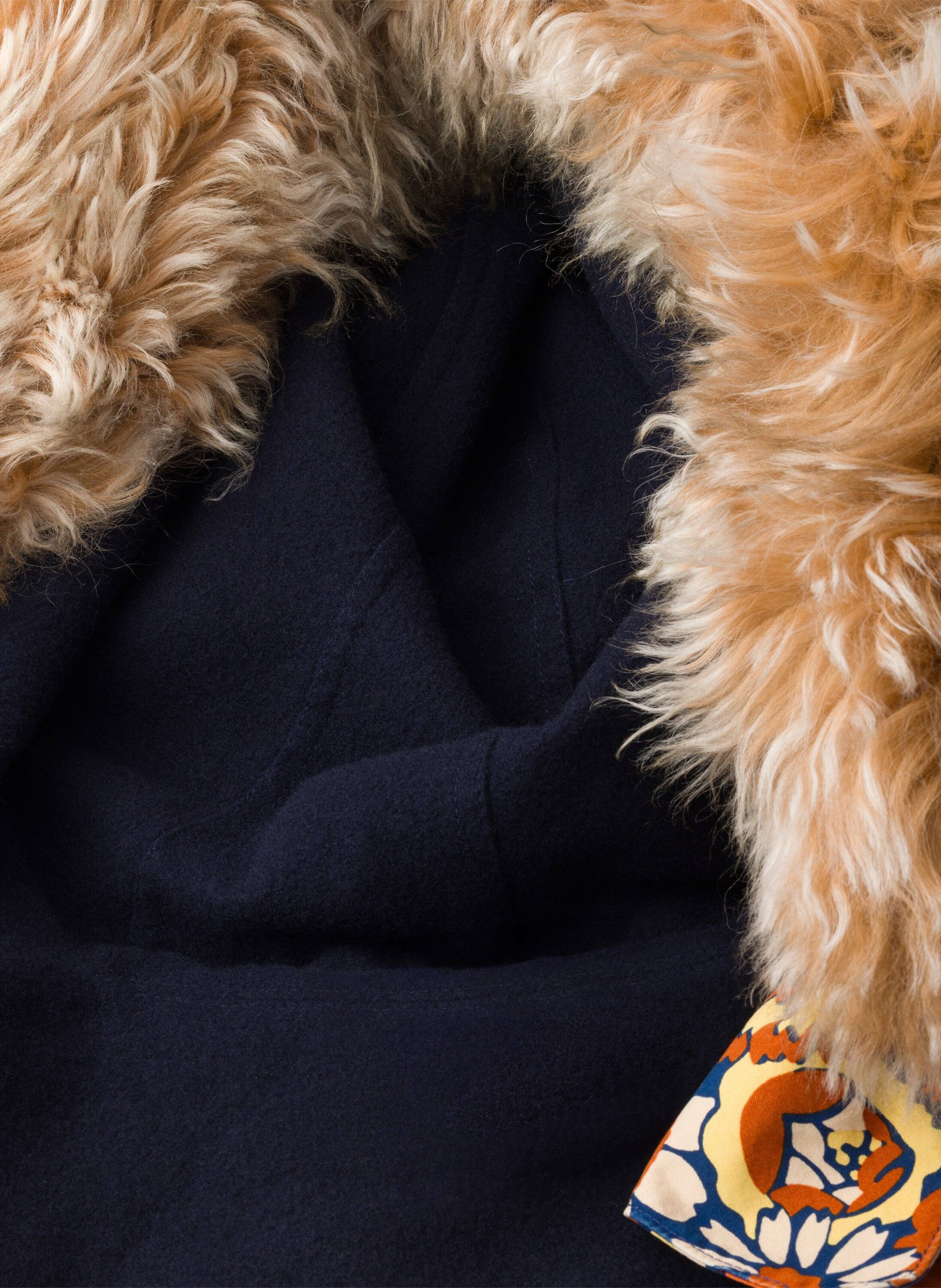 Capuche en popeline imprimée et shearling PRADA Orange