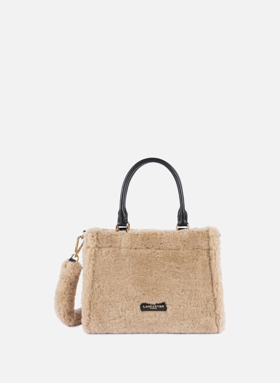 Mini sac cabas main - moumoute Beige by LANCASTER LANCASTER Mini sac cabas main - moumoute Beige