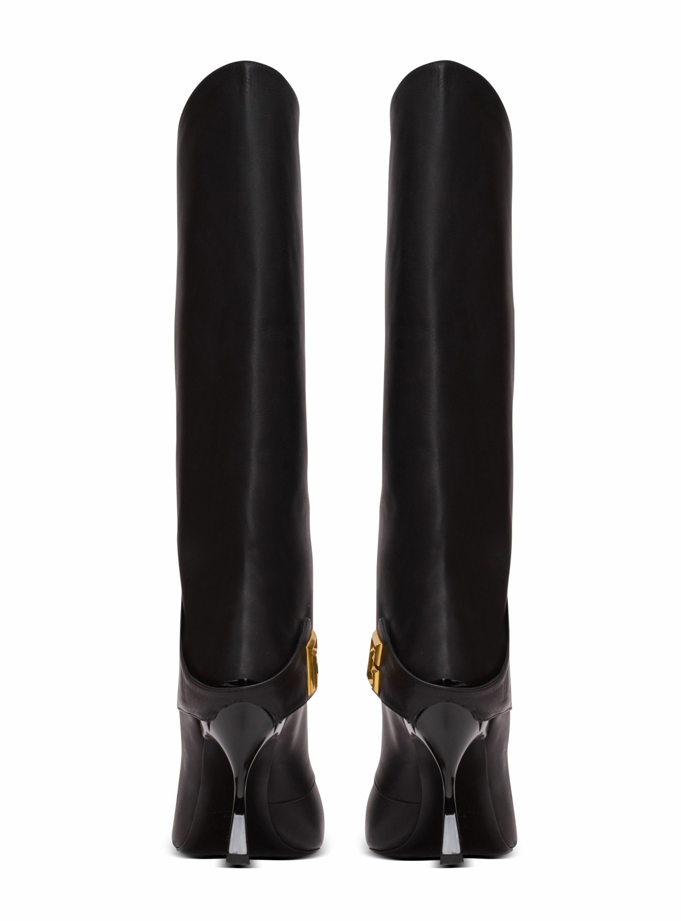 Bottes à talons twist en cuir BALMAIN Noir