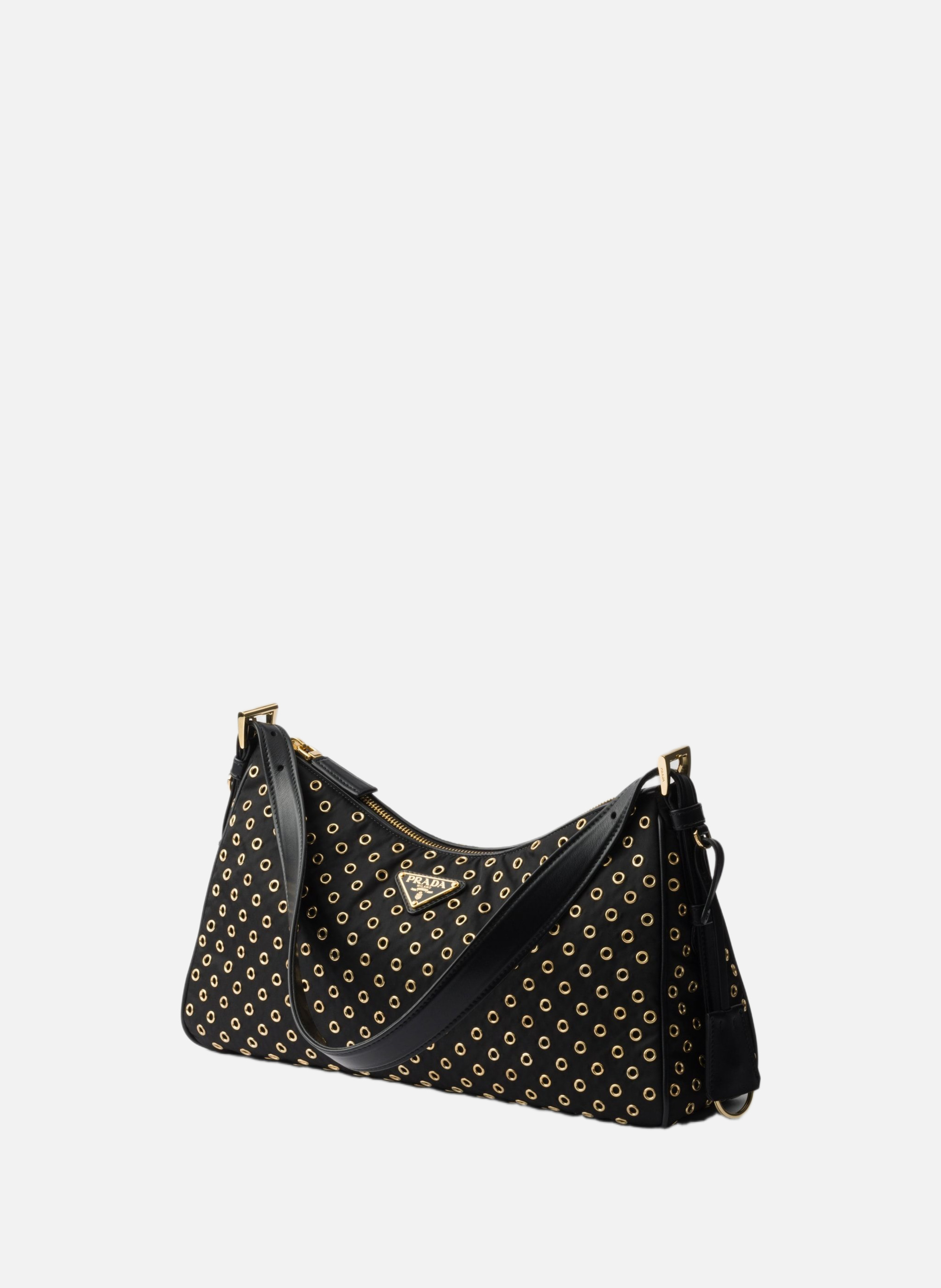 Grand sac à bandoulière prada aimée en re-nylon av PRADA Noir