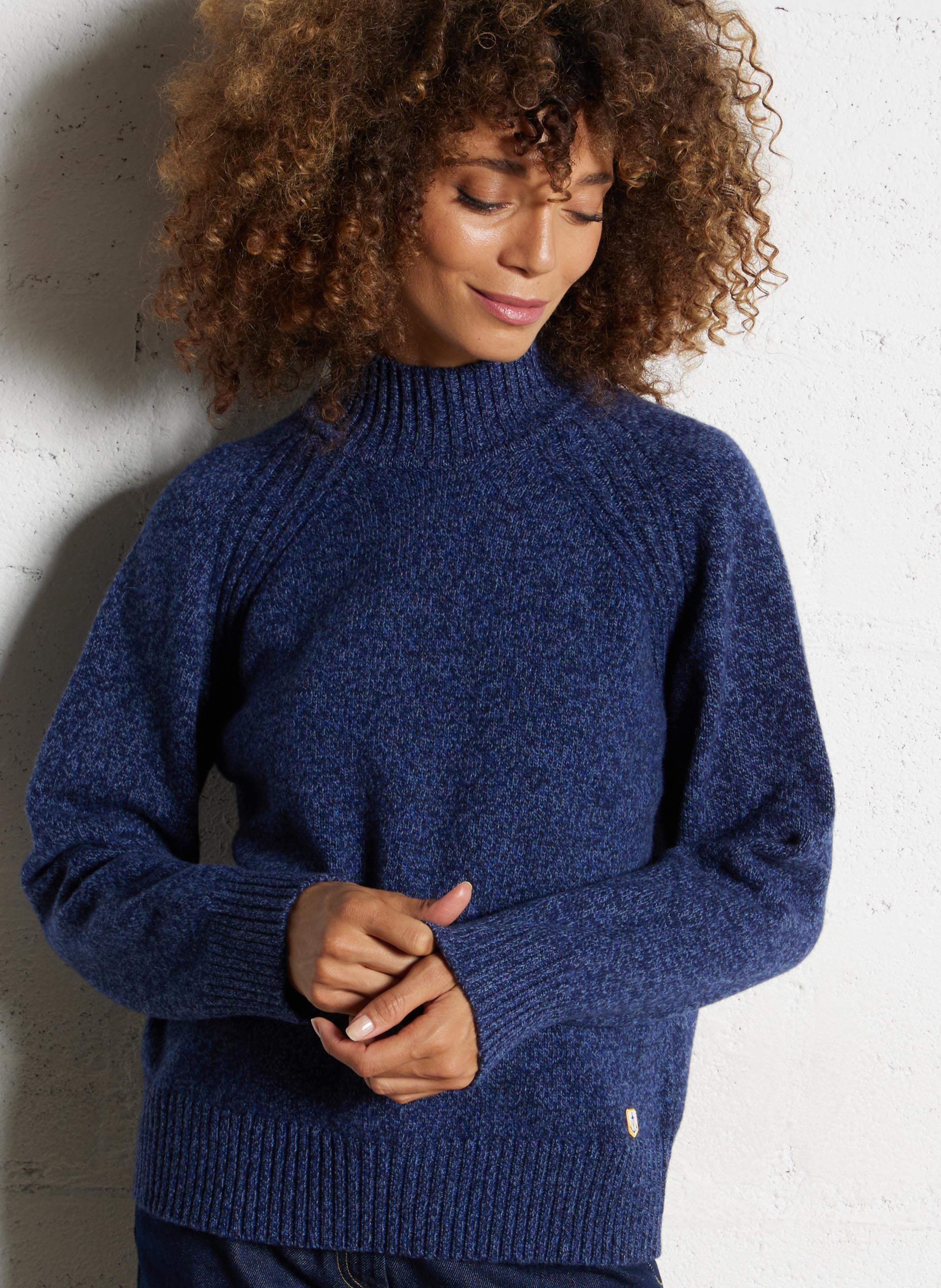 Pull droit col montant en laine heritage ARMOR-LUX Bleu