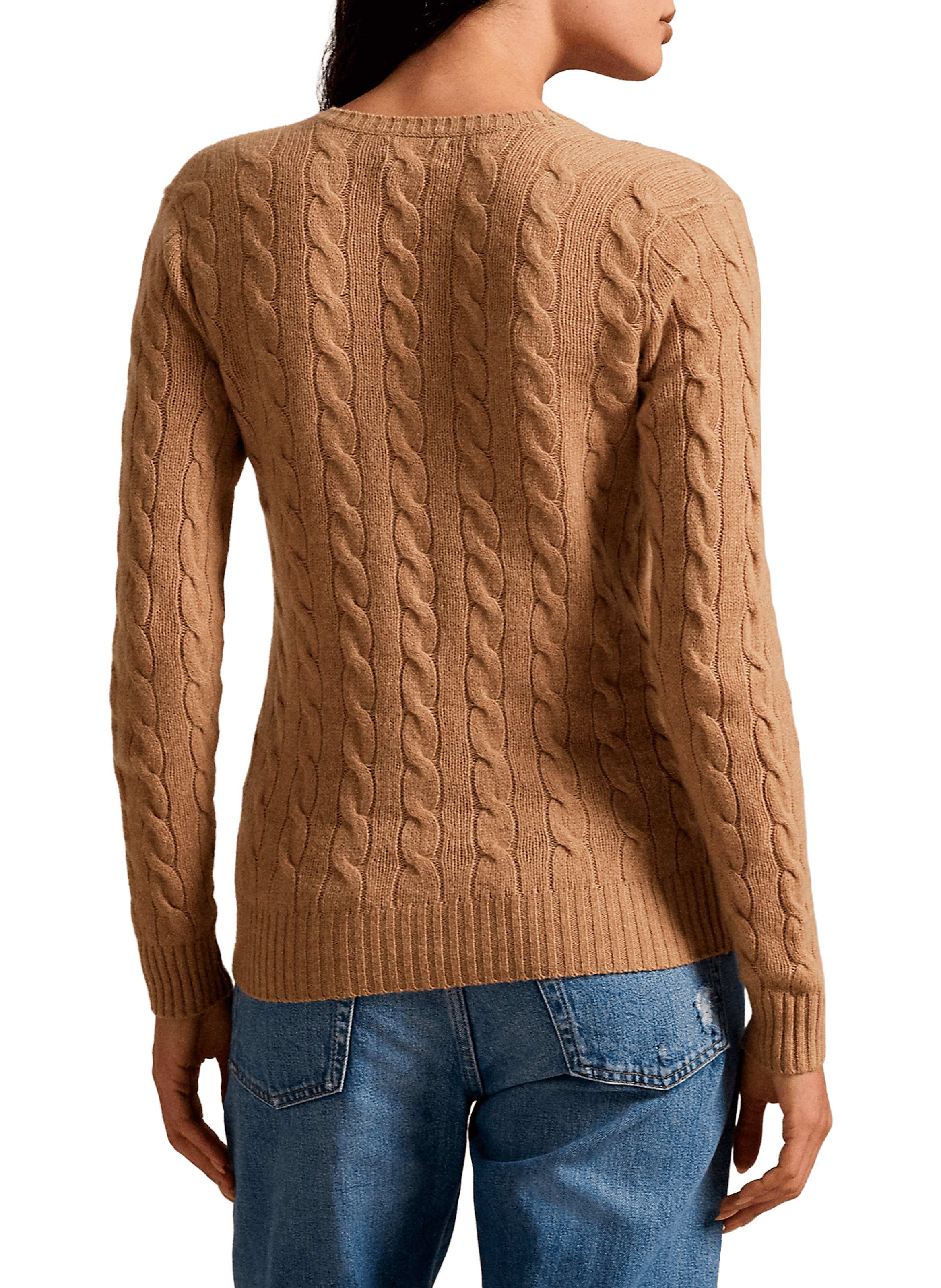 Pull col V en laine et cachemire POLO RALPH LAUREN Marron