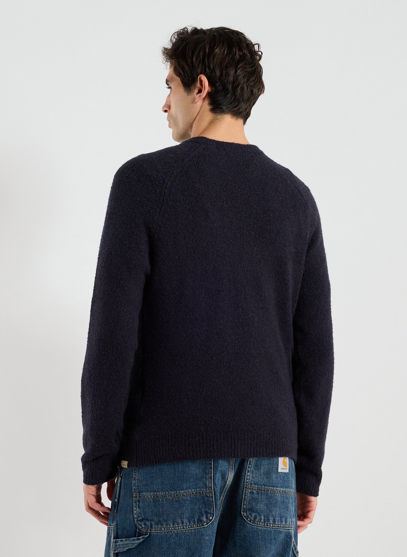 Pull col rond en coton mélangé WOOLRICH Bleu