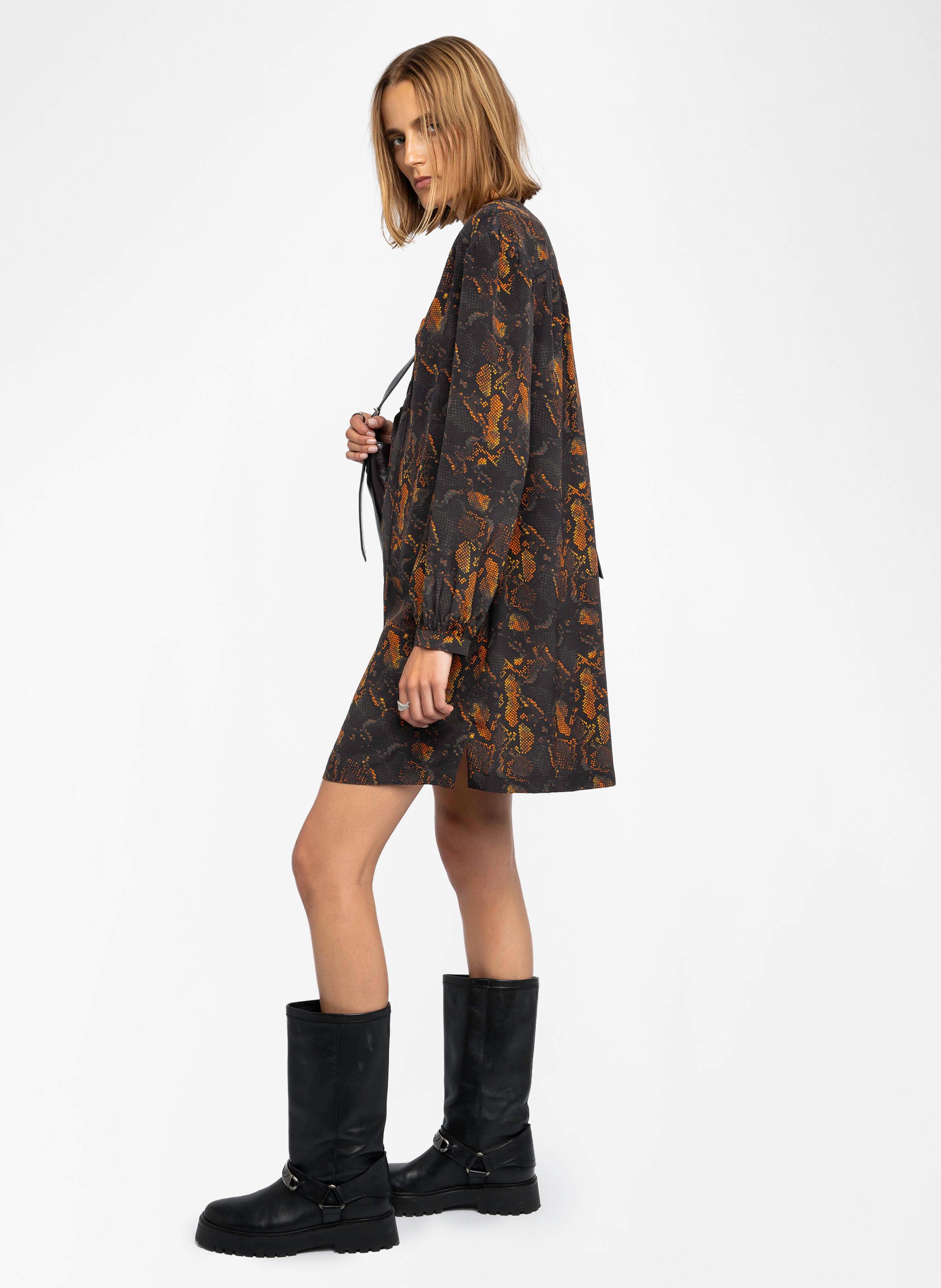 Robe courte droite col v en soie ramela ZADIG&VOLTAIRE Noir