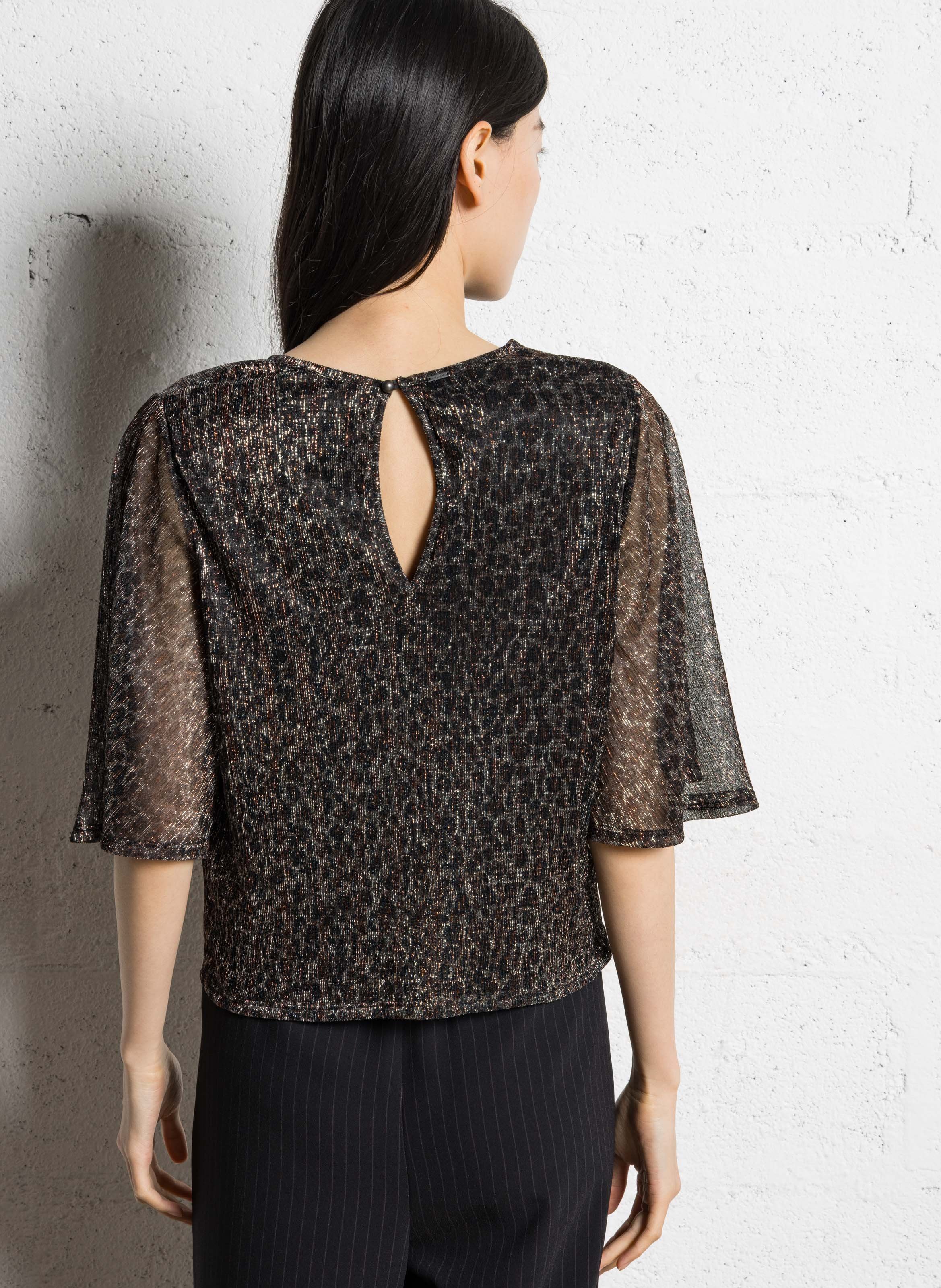 Top droit col rond imprimé IKKS Noir