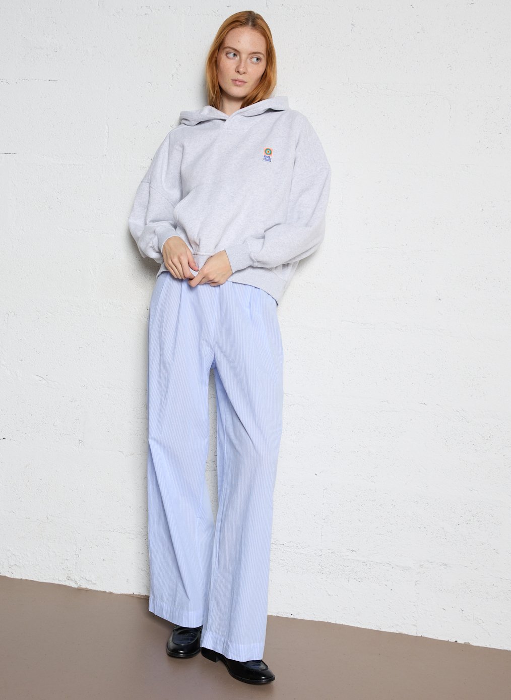 Sweat oversize à capuche en maille baptown AMERICAN VINTAGE Gris