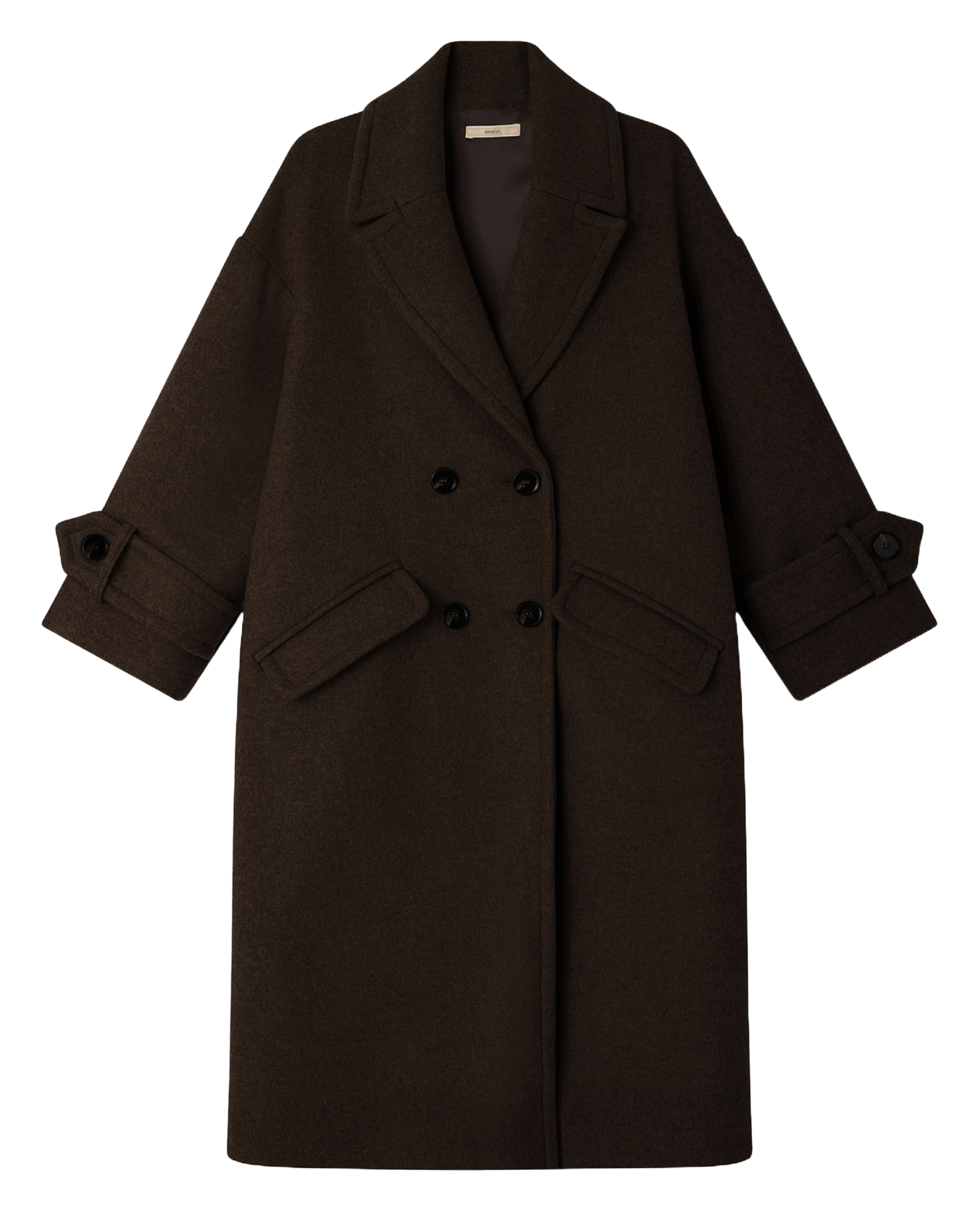 Manteau droit col tailleur en laine mélangée mia SESSUN Marron