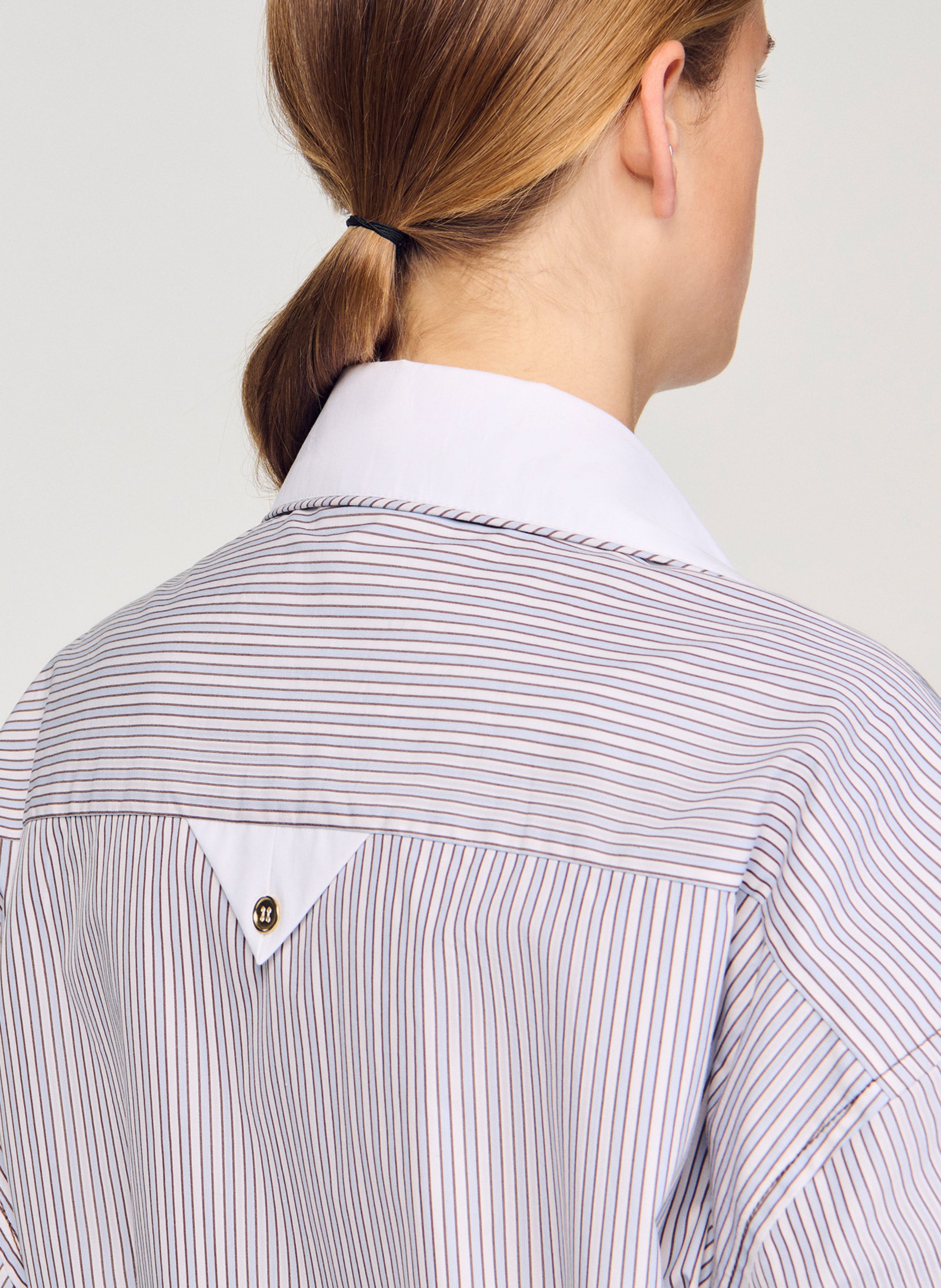 Chemise ample rayée en coton SANDRO Beige