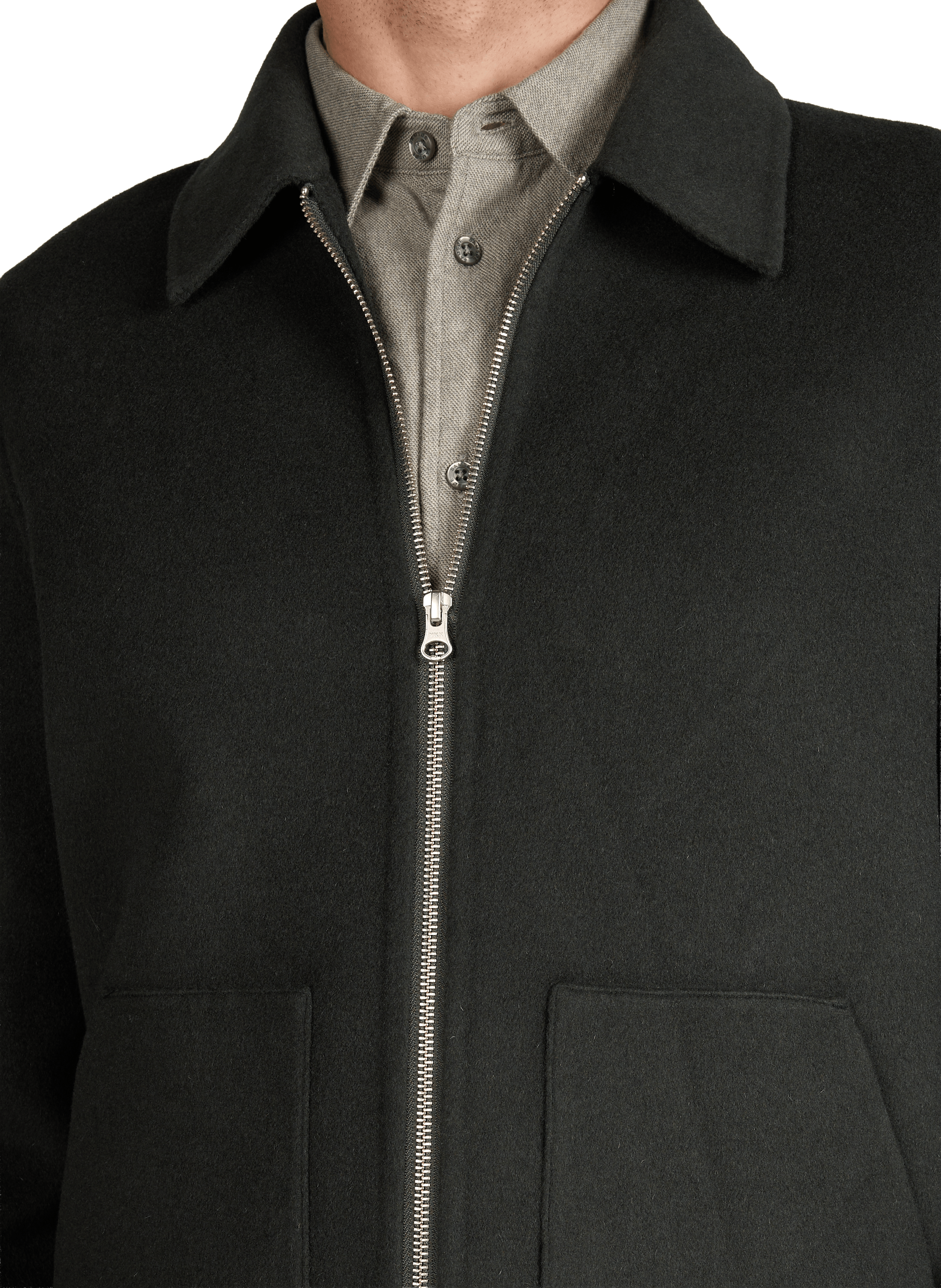 Straight coat with classic collar in blended wool SAMSOE SAMSOE Khaki