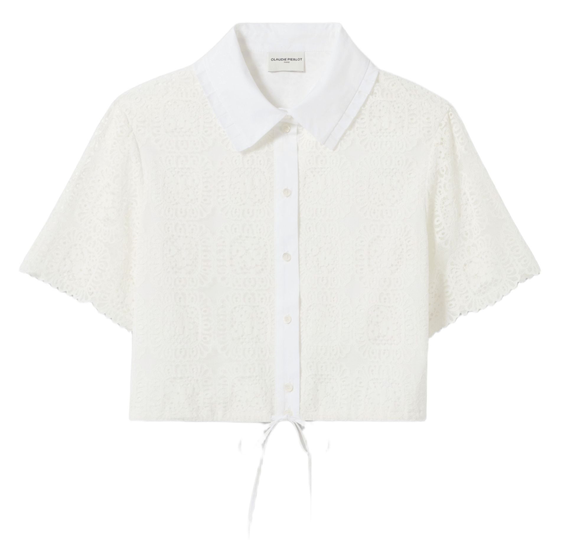 Chemise droite col classique en dentelle CLAUDIE PIERLOT Blanc