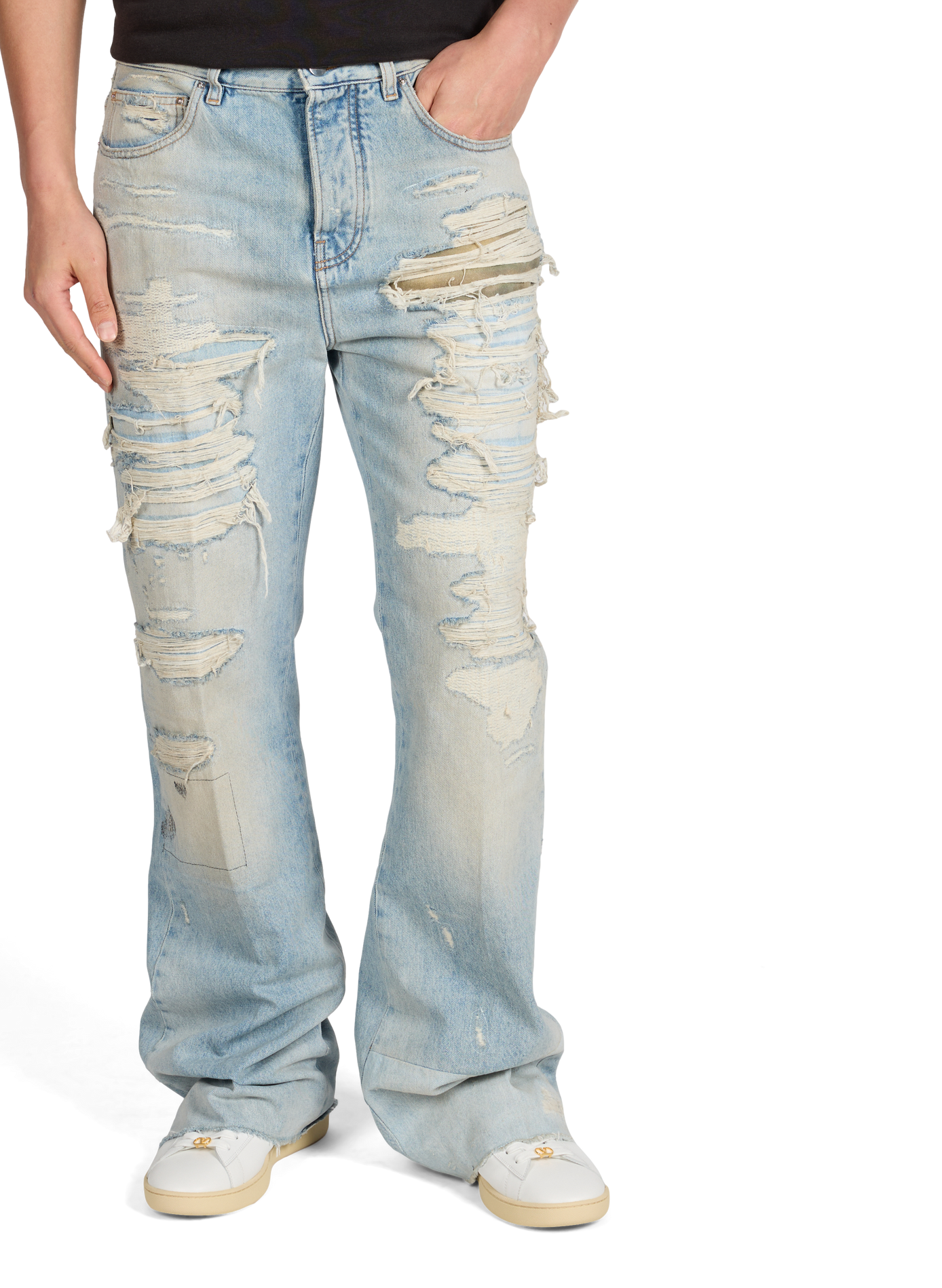 Jean bootcut déchiré en coton AMIRI Bleu