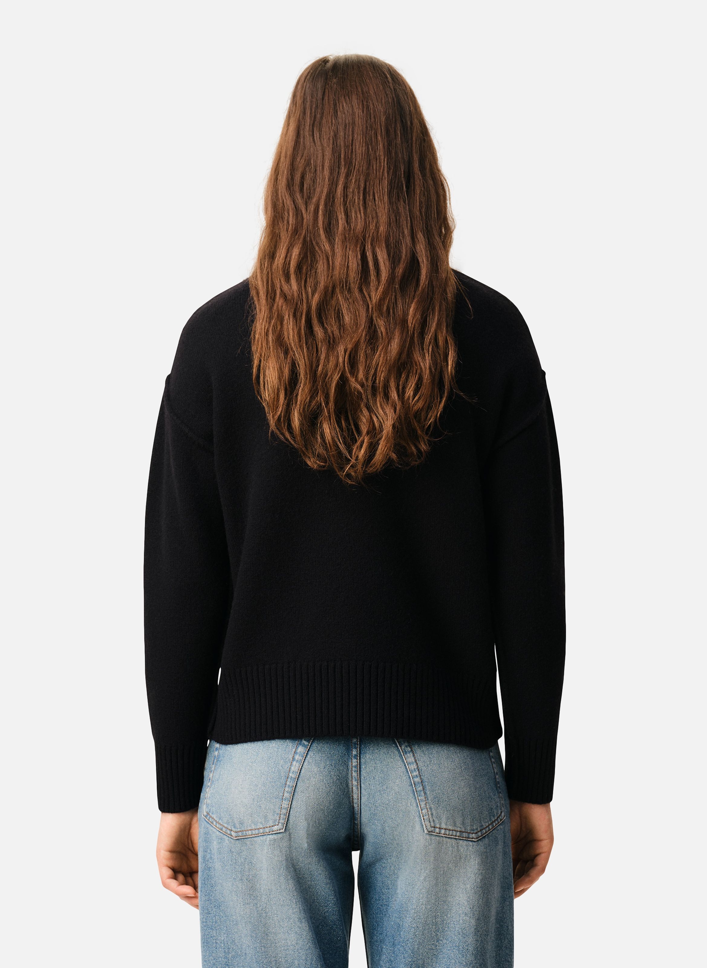 Pull Col Cheminée Ami De Coeur En Laine unisexe AMI PARIS Noir