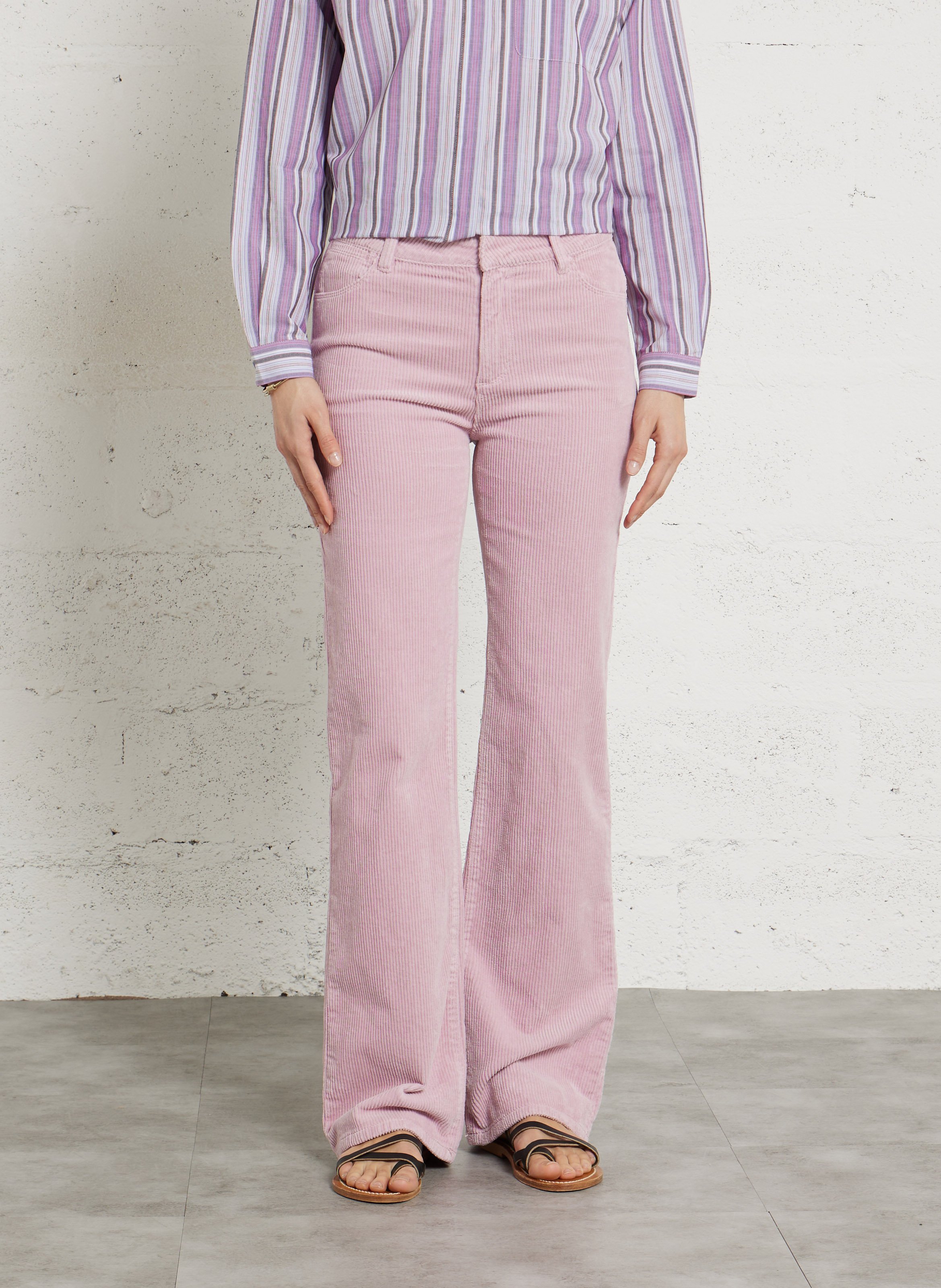 Pantalon flare en velours côtelé fidji MAISON 123 Rose