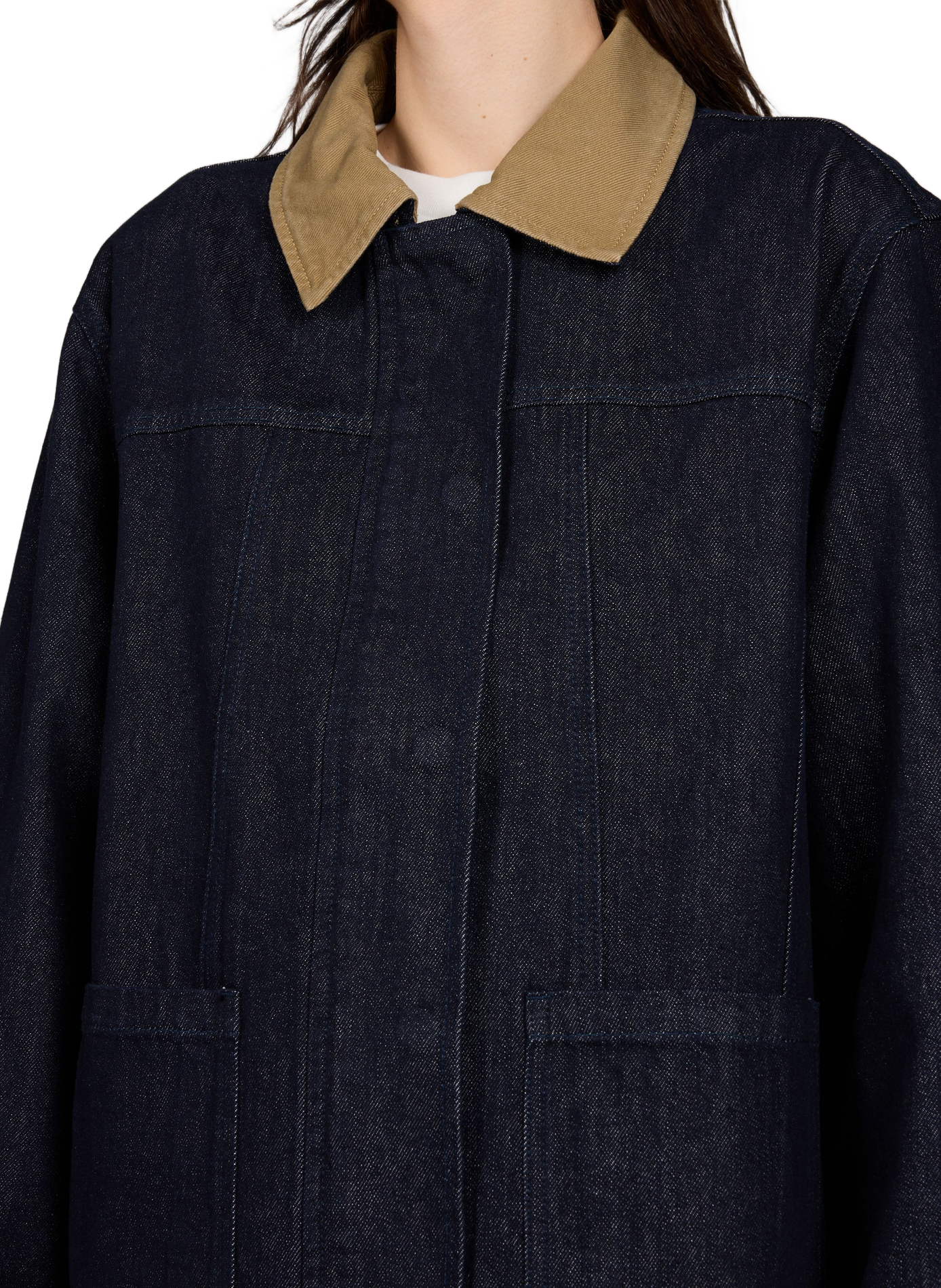 Veste oversize col asymétrique Sirenna en coton mélangé  OBJECT Bleu