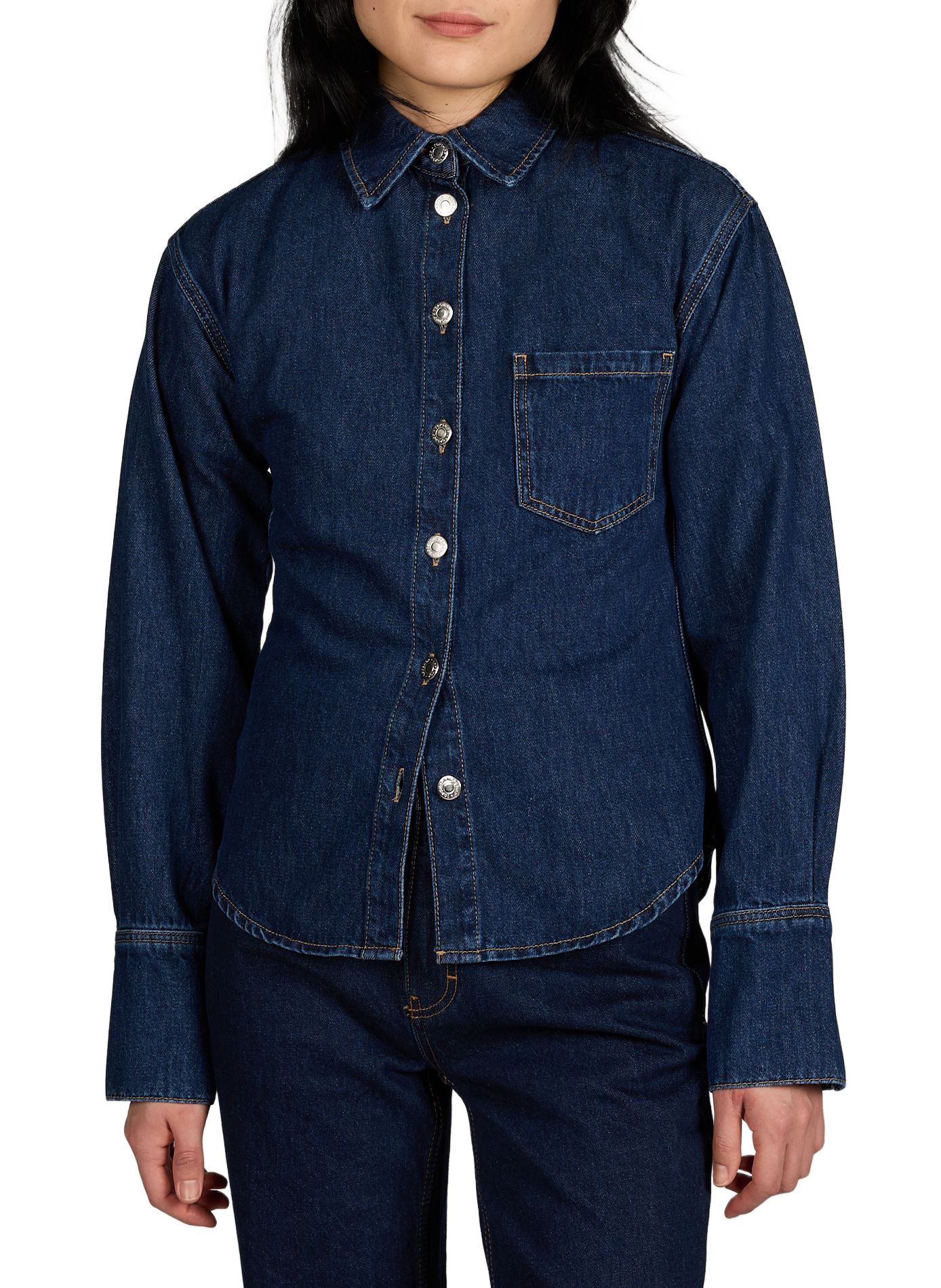 Chemise en jean en coton TOPSHOP Bleu