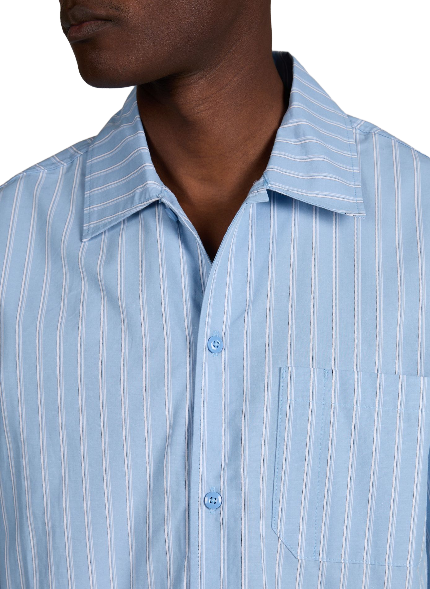 Chemise manches courtes à rayures Bleu