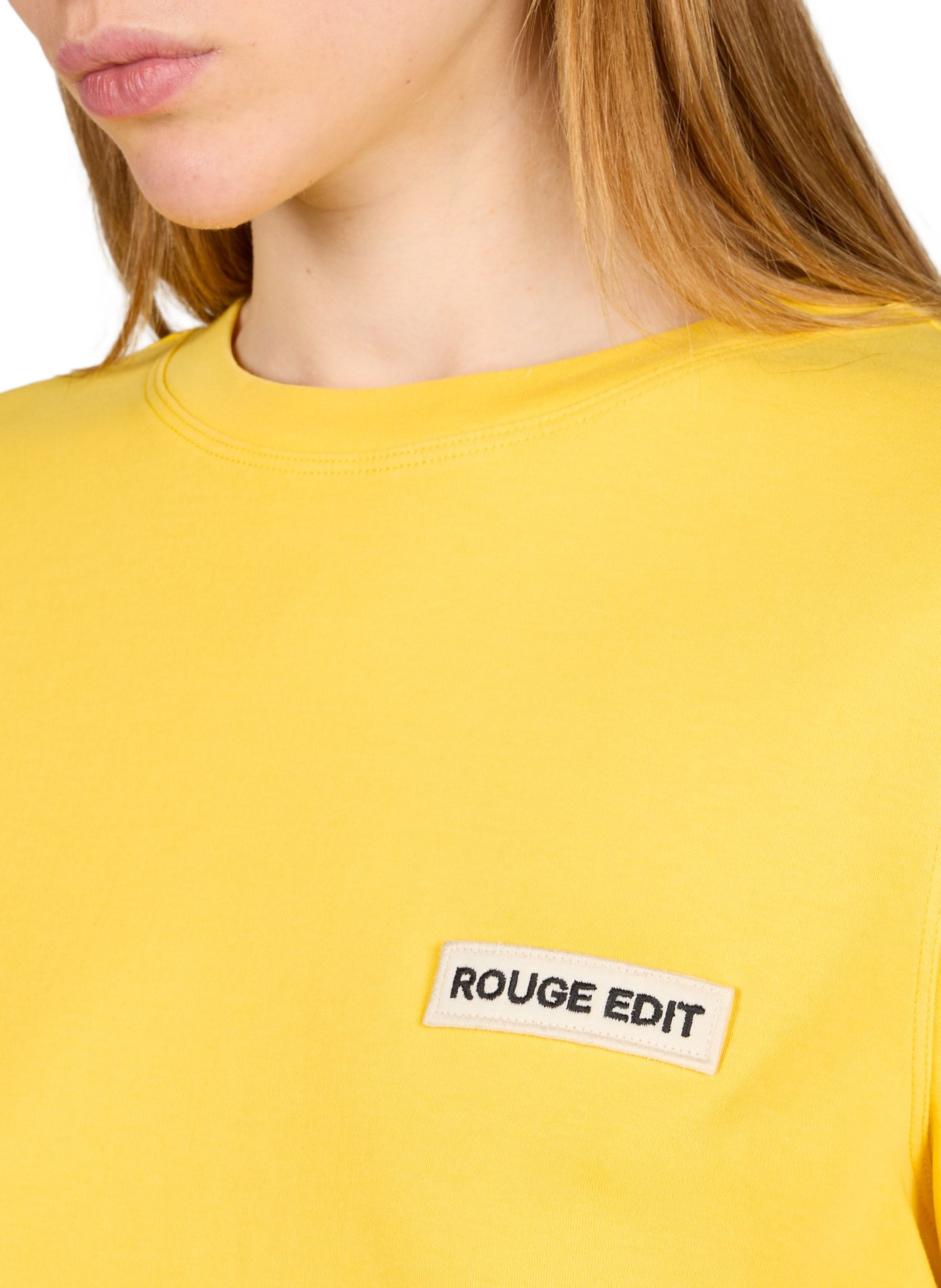 T-shirt with logo embroidery on chest in cotton. ROUGE EDIT Yellow