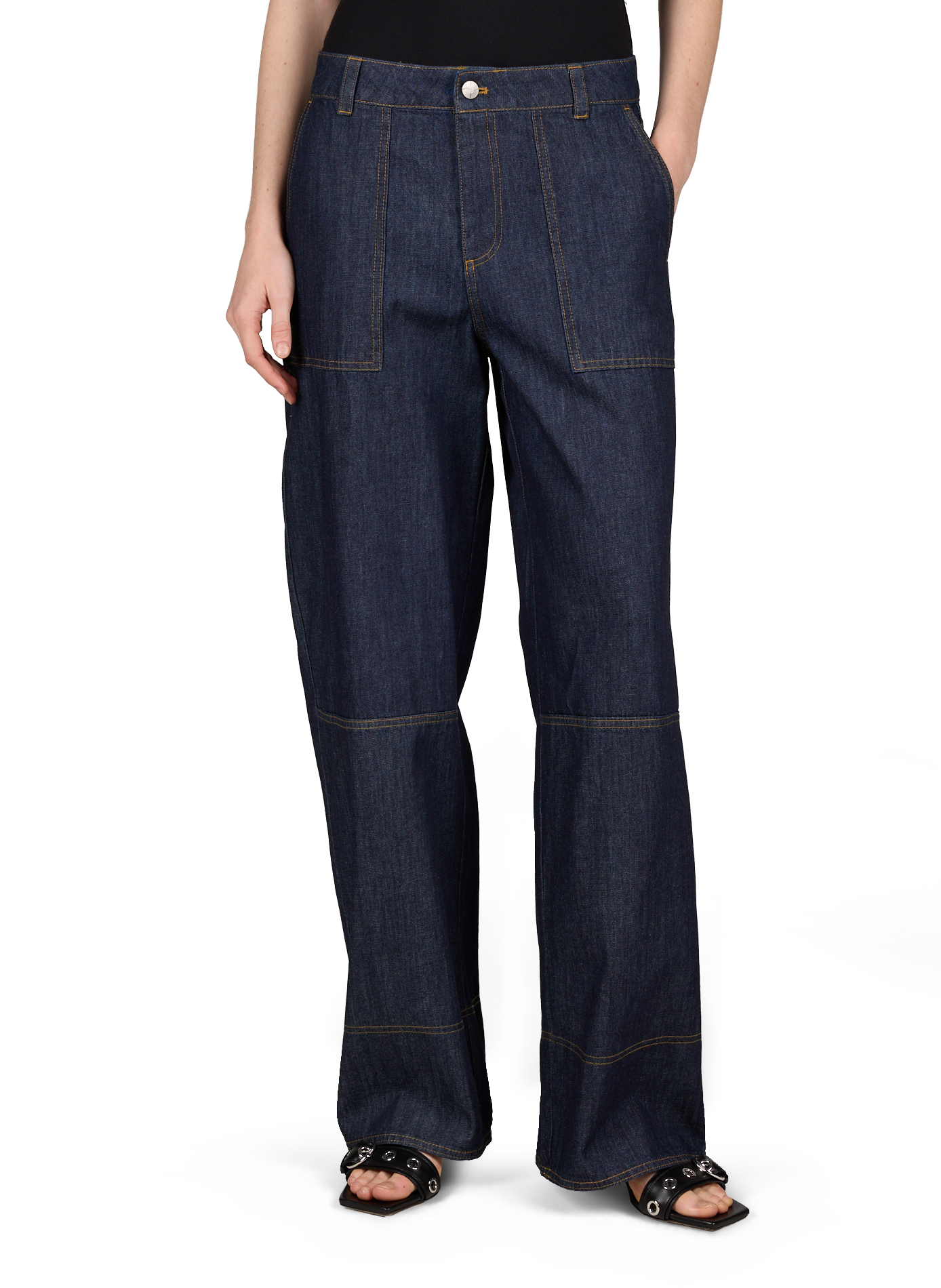 Straight medium-rise cotton jeans ROUGE EDIT Blue