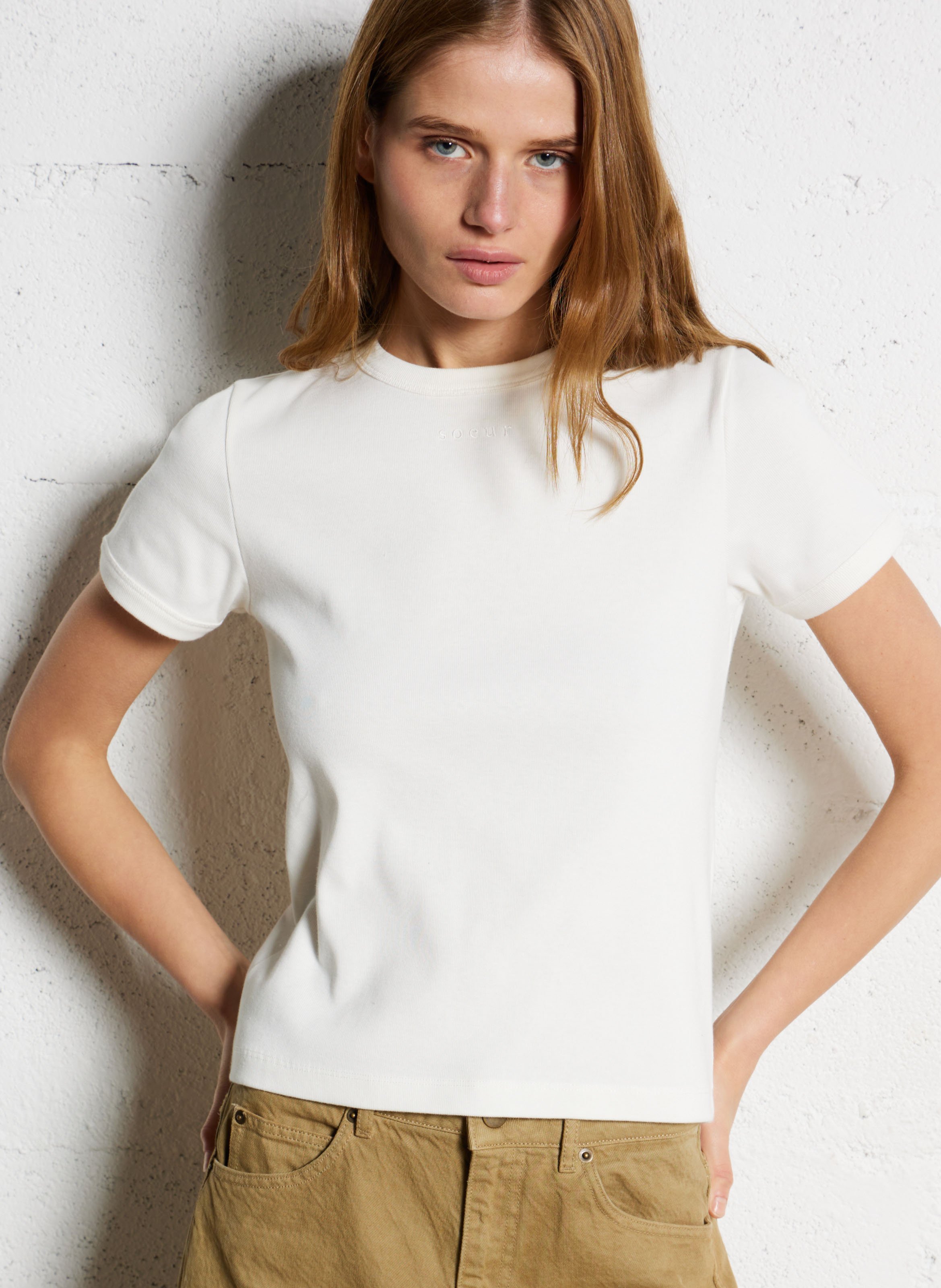 Tee-shirt droit col rond en coton bio aristide SOEUR Blanc
