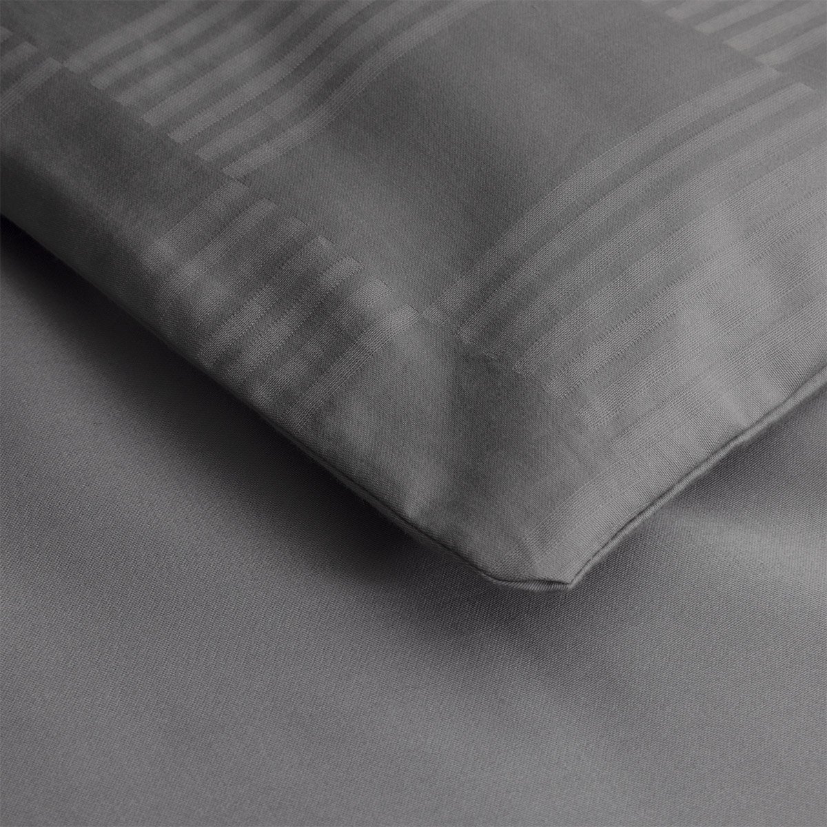 Housse de couette en satin de coton, damier DESFORGES Gris