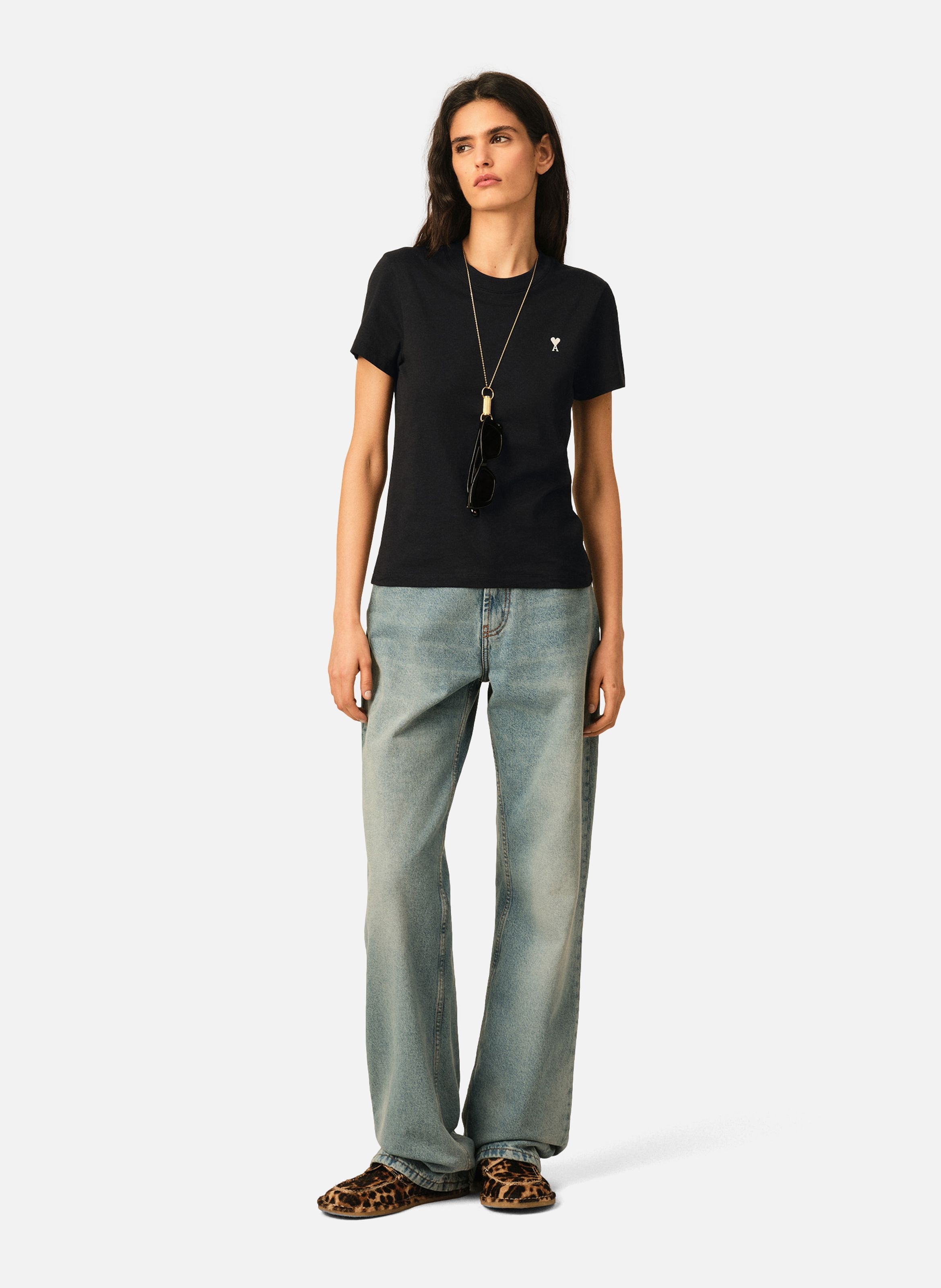 T-shirt ami de coeur court en coton | Noir AMI PARIS Femme