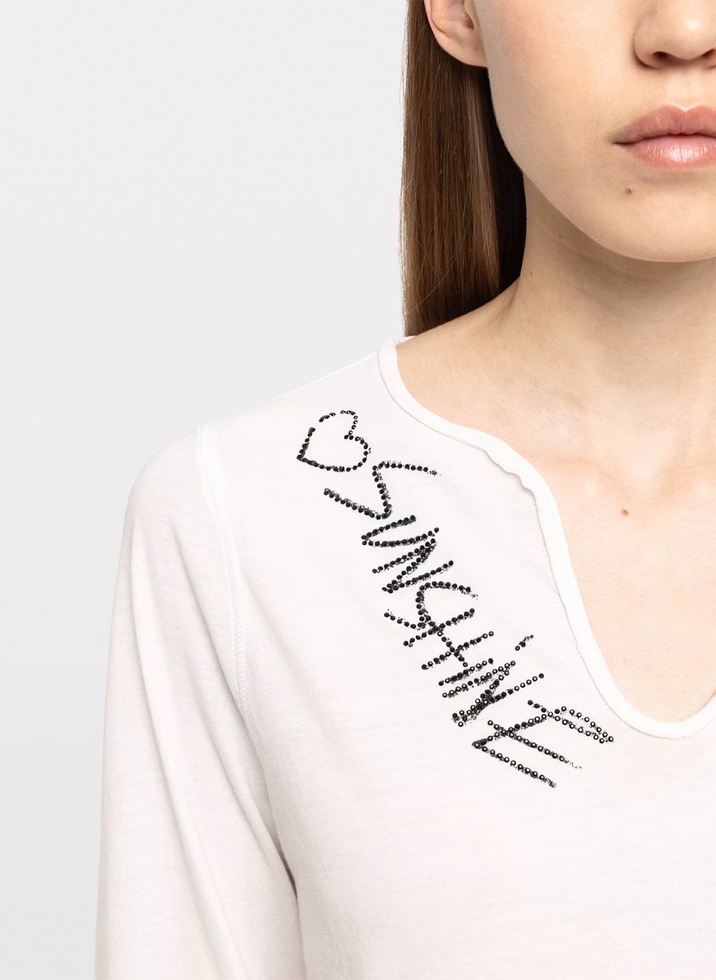 Tee-shirt droit col tunisien en coton ZADIG&VOLTAIRE Blanc