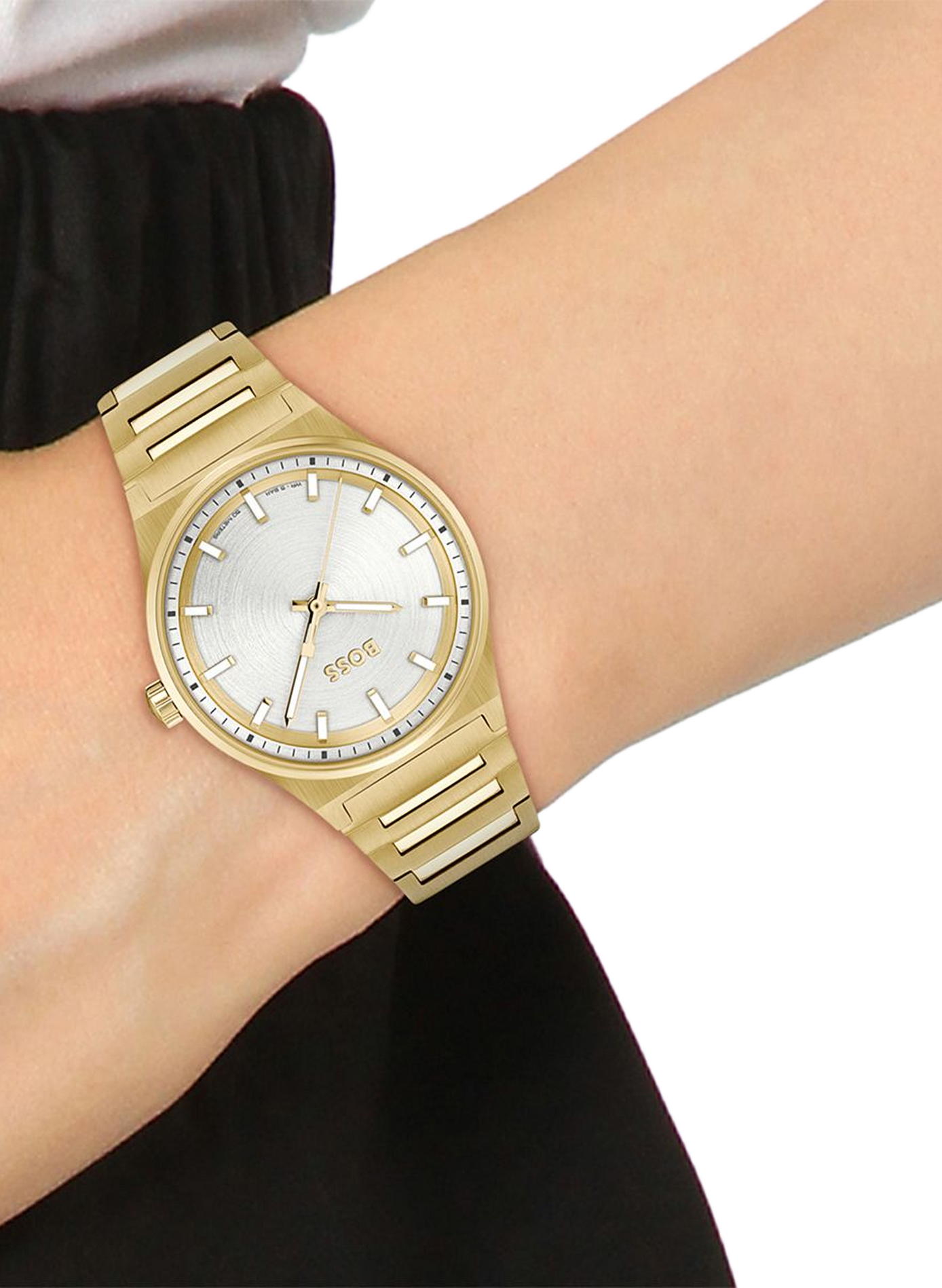 Montre quartz Candor en acier inoxydable BOSS White