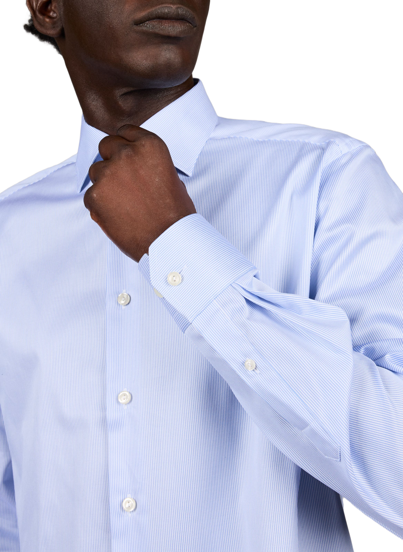Chemise manches longues rayée en coton ETON Bleu