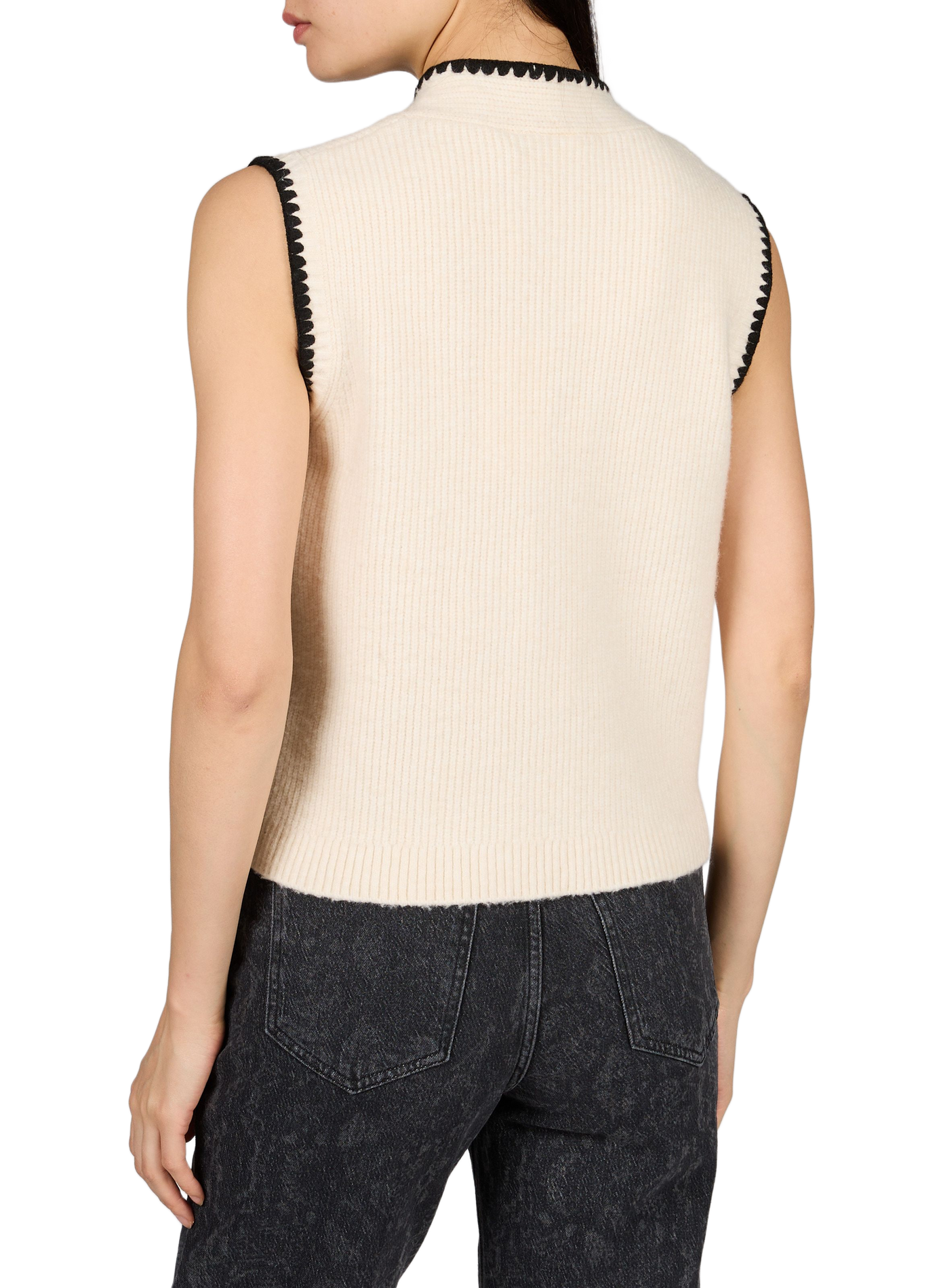 Recht mouwloos gebreid vestje VILA Beige