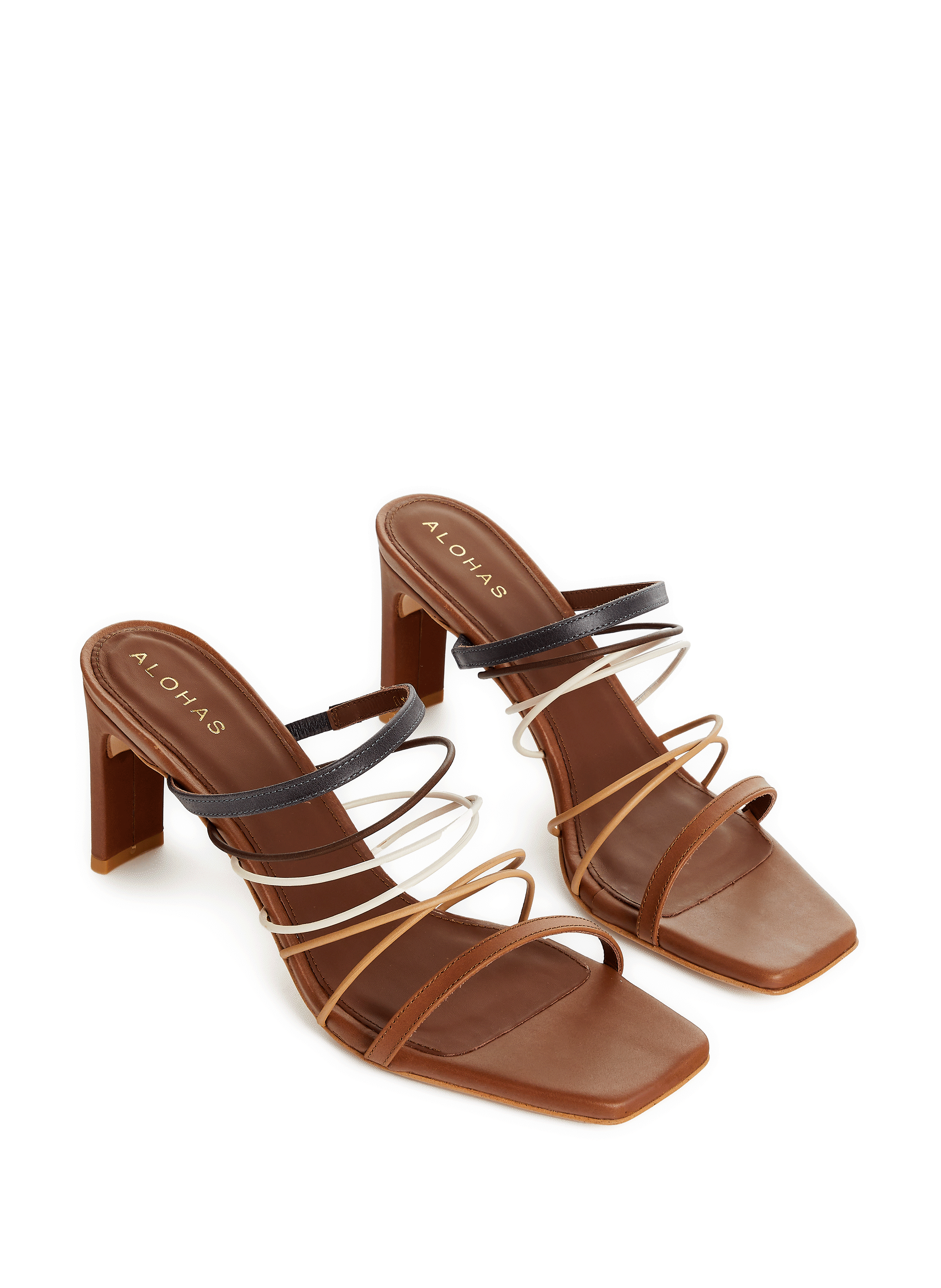 Mules à talon en cuir