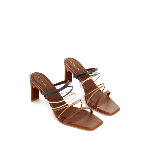 Mules à talon en cuir