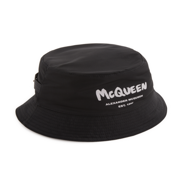 Alexander Mcqueen Mcqueen Graffiti Nylon Bucket Hat In Black