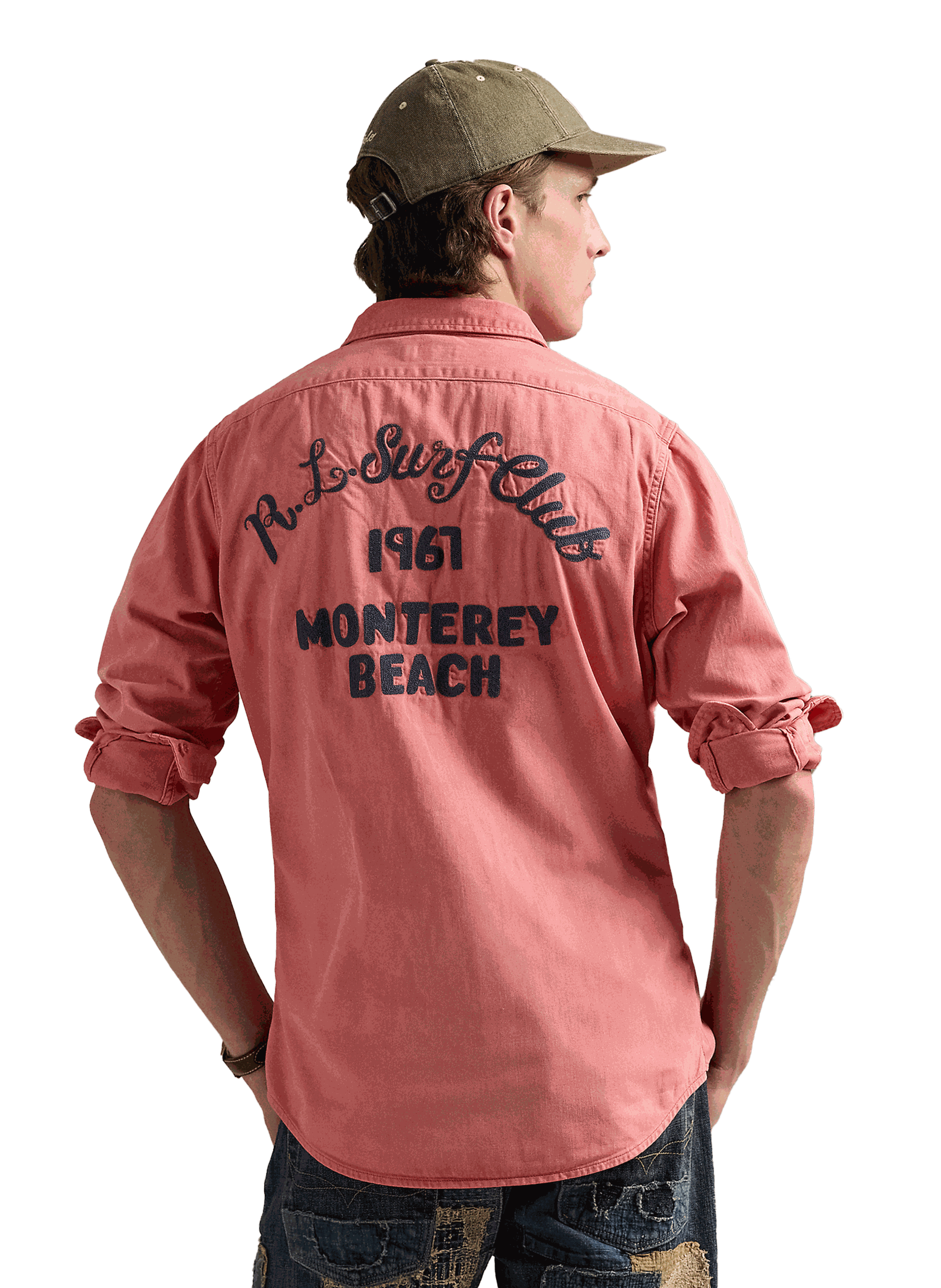 Chemise droite brodée en coton POLO RALPH LAUREN Rouge