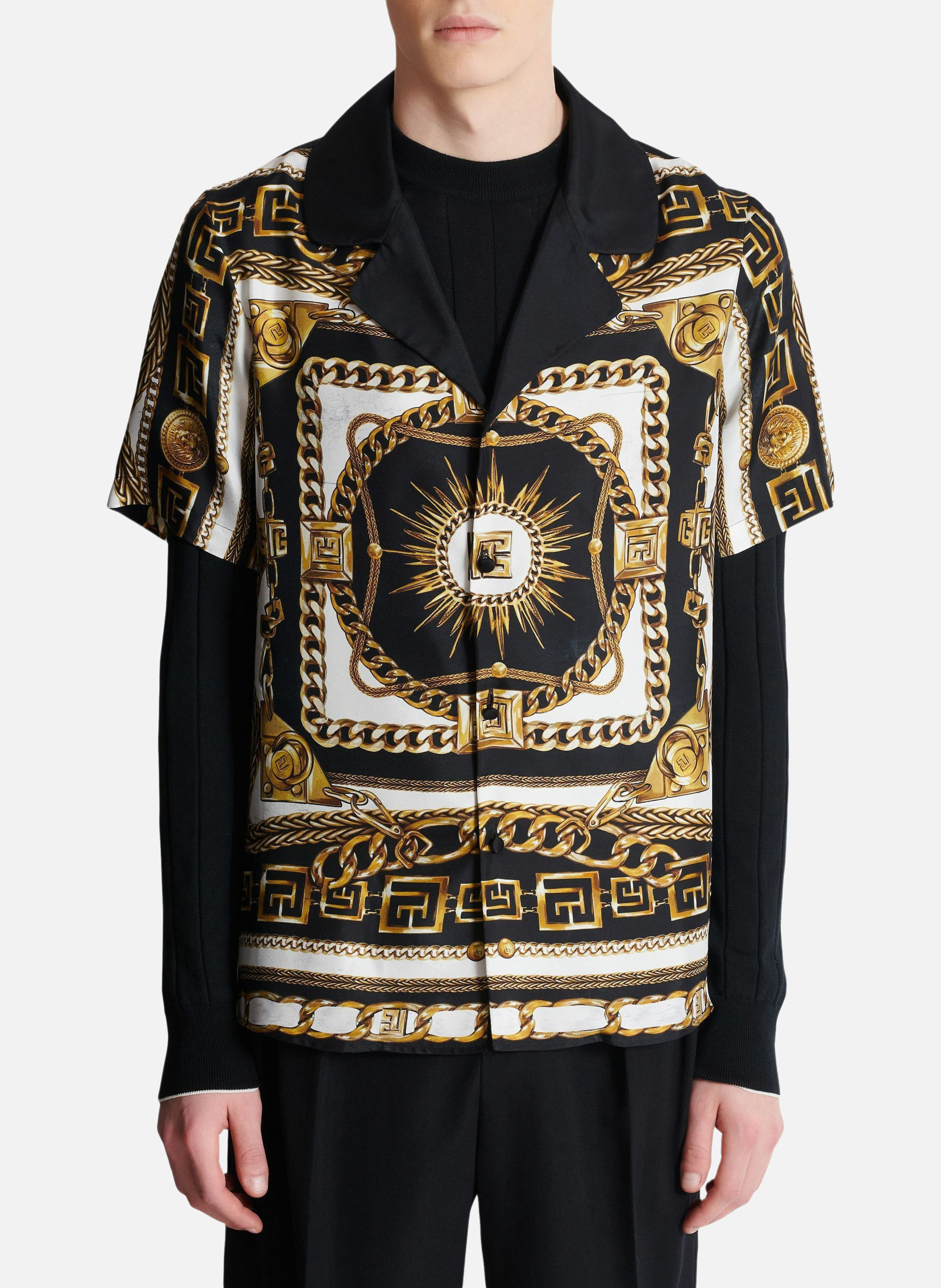 Chemise pyjama imprimée motif foulard chaînes BALMAIN Multicolore