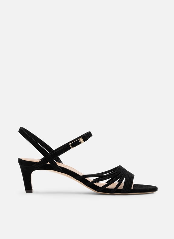 Sandales monroe en chevre velours Noir by PARALLELE PARALLELE Sandales monroe en chevre velours Noir