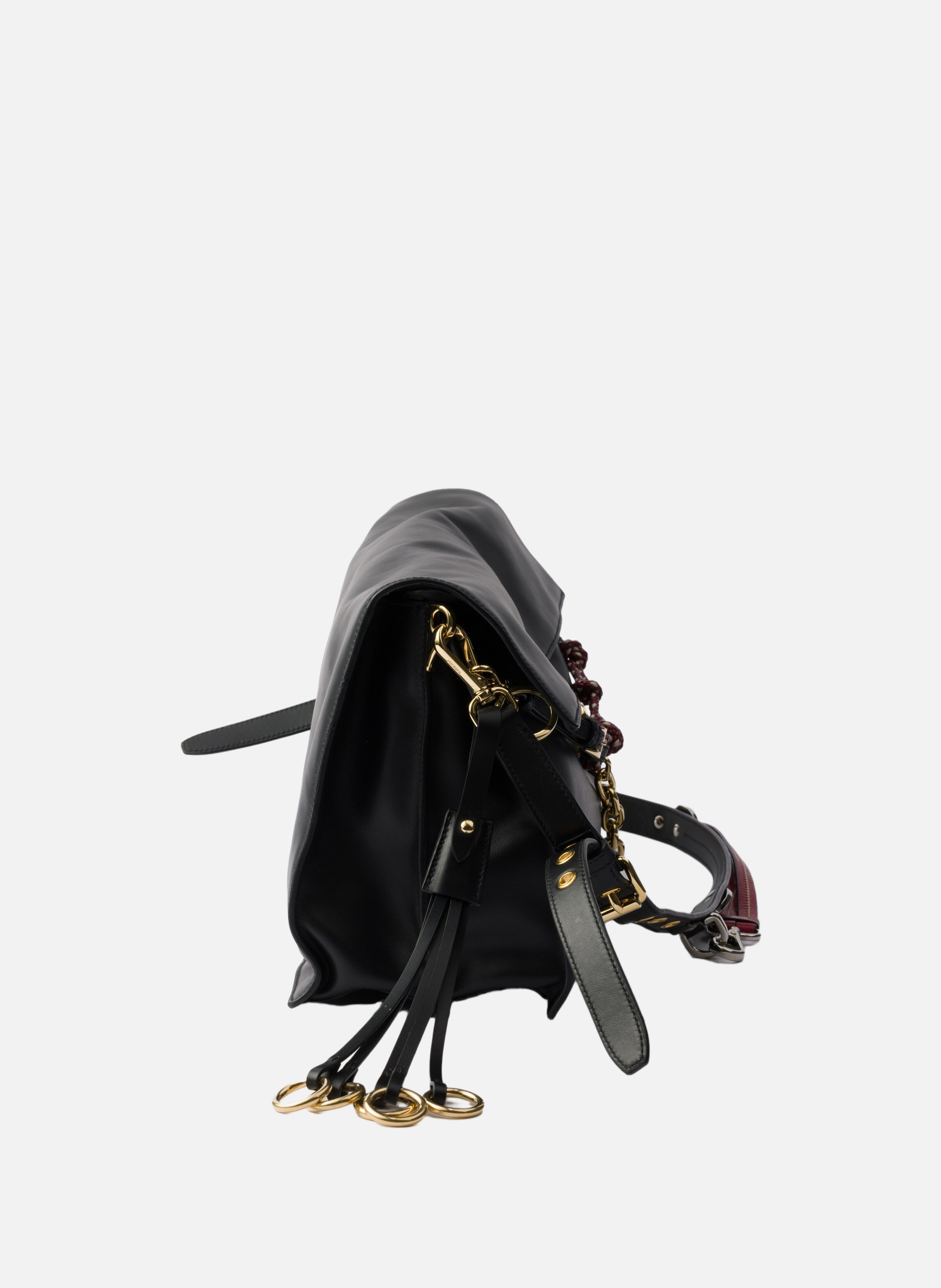 Grand sac porté épaule prada soft sound en cuir av PRADA Noir