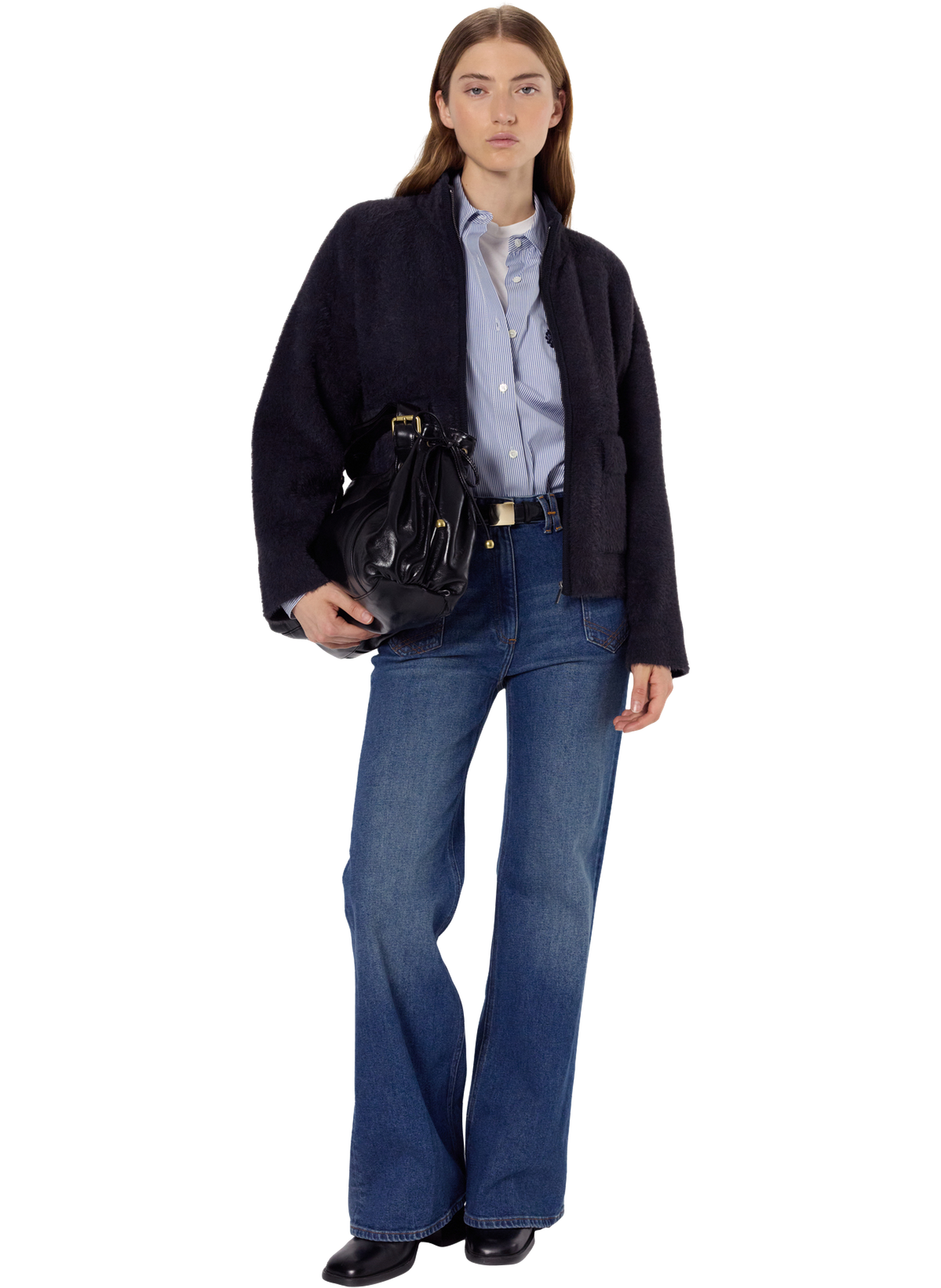 Gilet zippé poilu - elvira GERARD DAREL Gris