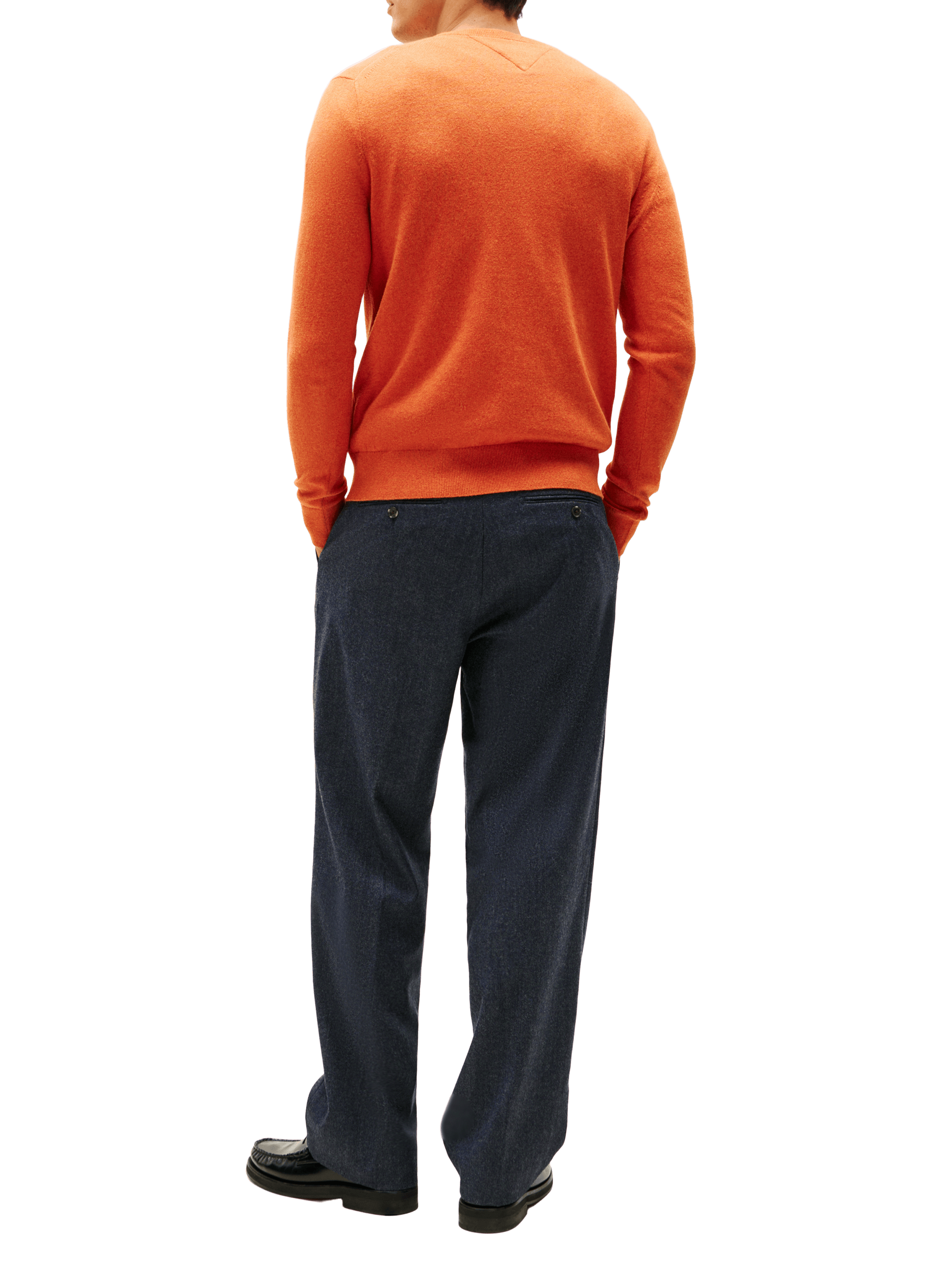 Pull col rond en coton et cachemire TOMMY HILFIGER Orange